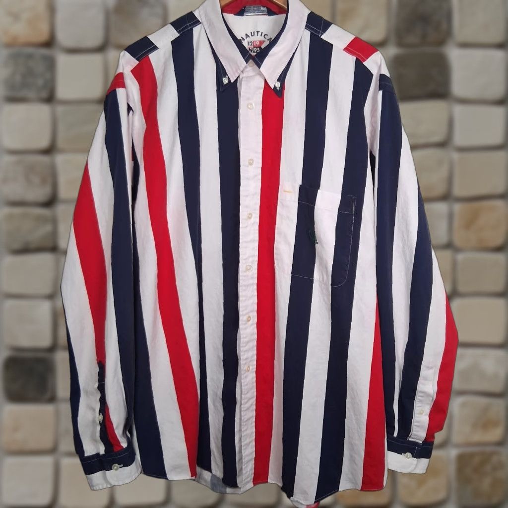 Nautica Vintage Nautica Sail Sports Shirt XL Nautical Red White Blue Stripe Boat Size US XL / EU 56 / 4 - 1 Thumbnail