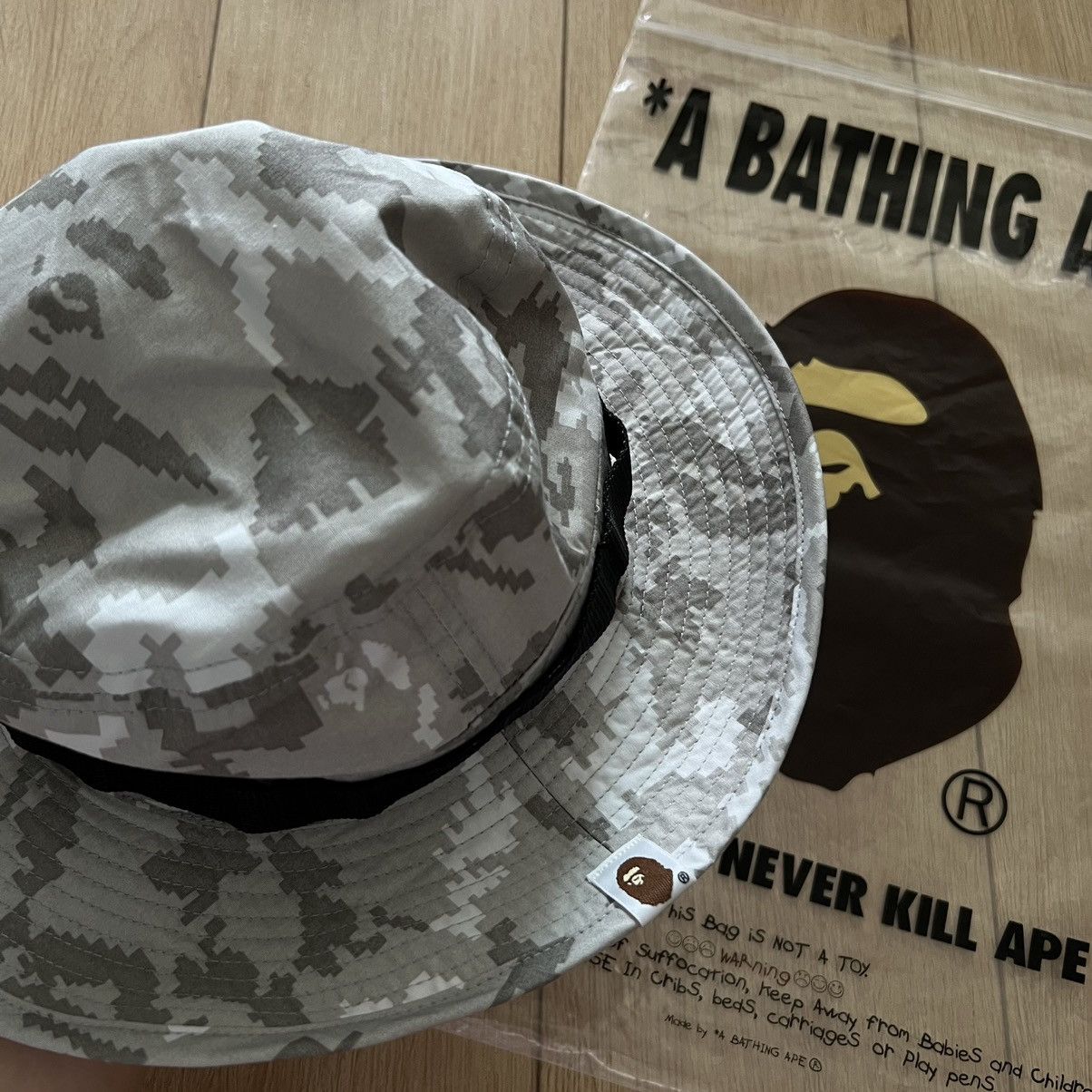 image of Bape Digital Camo Bucket Hat in Grey, Men's