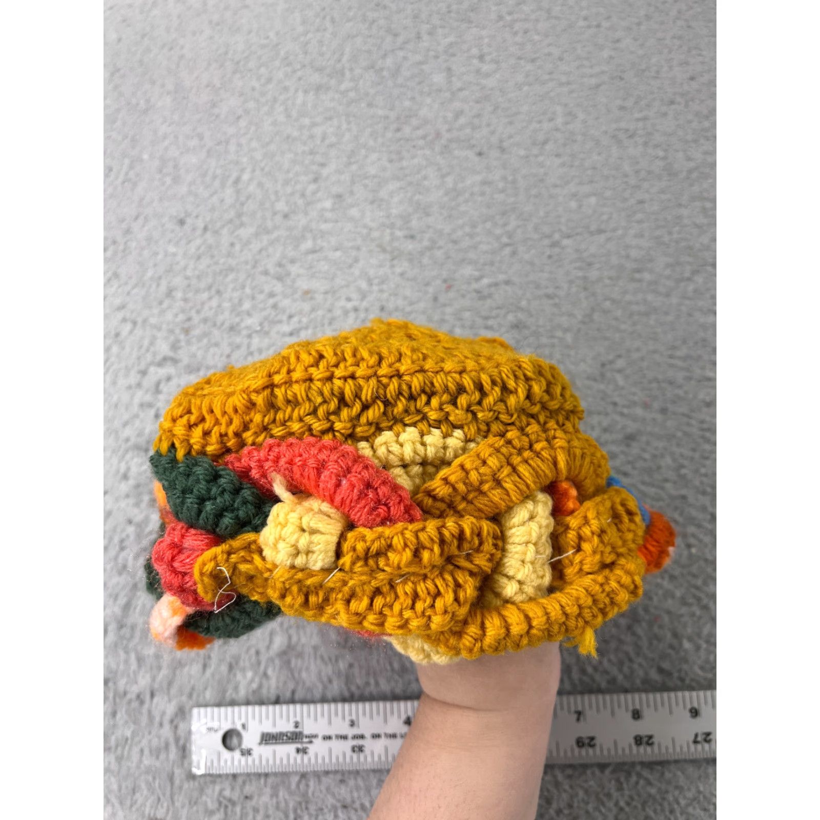 Vintage Handmade Beanie Toque Orange Adult One Size Knit Crochet Acrylic Ski Hat/Cap Unisex Beanie ; Size ONE SIZE - 5 Thumbnail