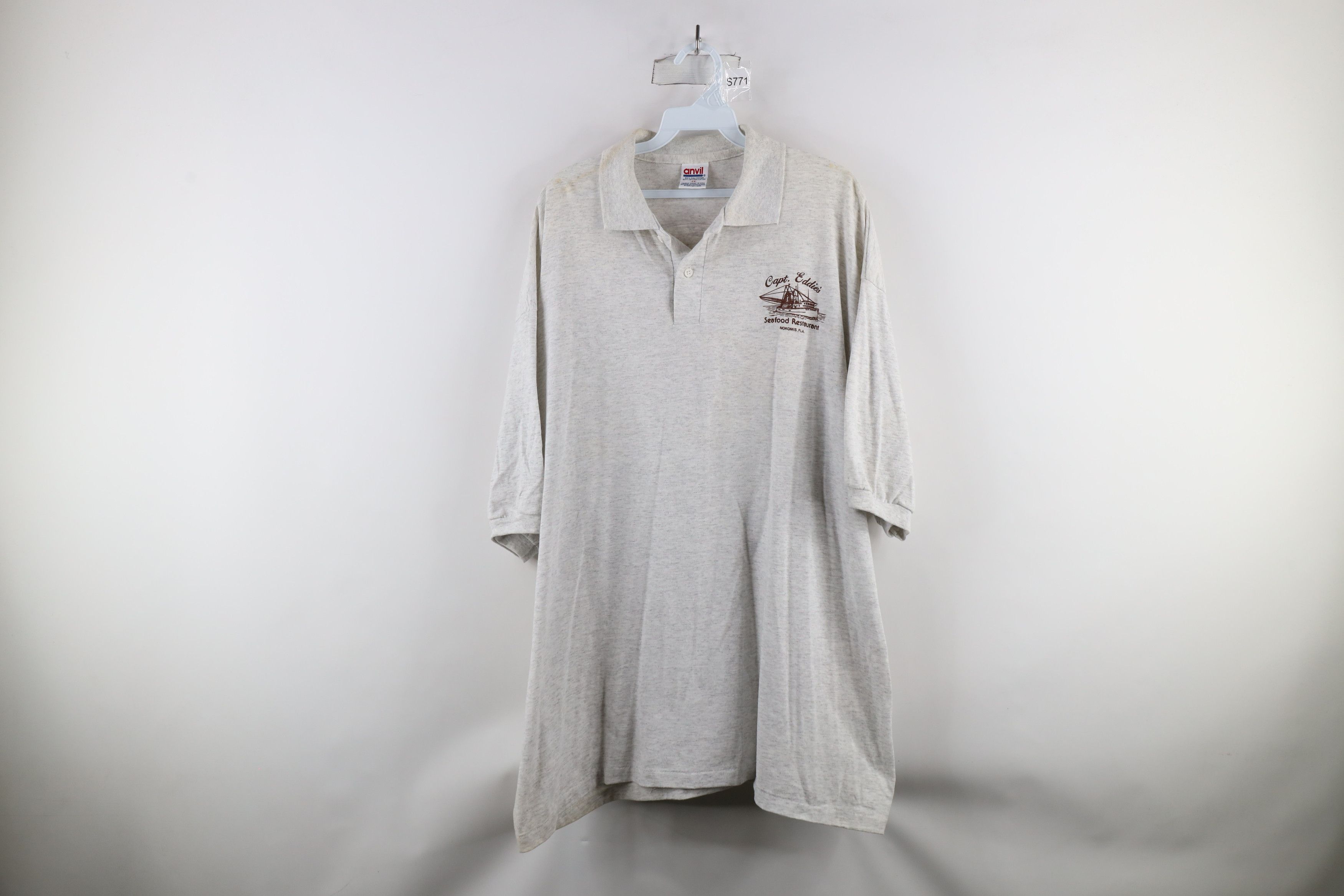 Vintage Vintage 90s Out Captain Eddies Seafood Restaurant Polo USA Size US XXL / EU 58 / 5 - 1 Thumbnail