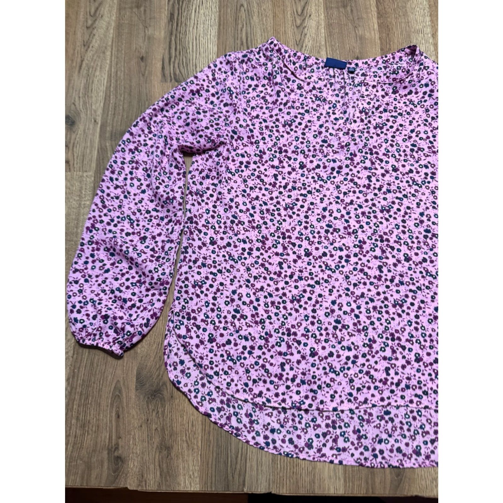 Vintage NorthCrest Blouse Women Medium Purple Blue Floral Long Sleeve V-neck Casual Womens Size M / US 6-8 / IT 42-44 - 3 Thumbnail