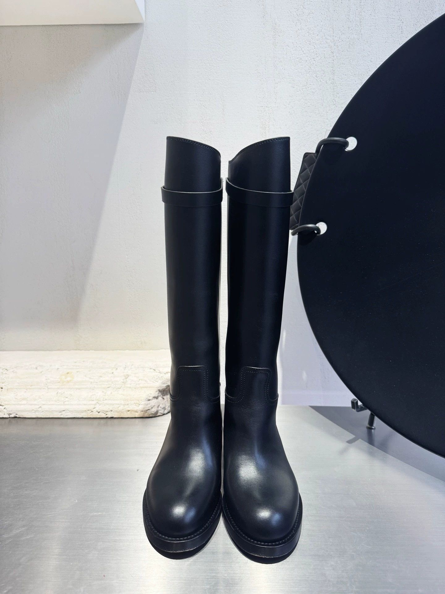 Dior Dior black CD logo knee high boots 34 used scuffs creases Size US 4 / IT 34 - 1 Thumbnail