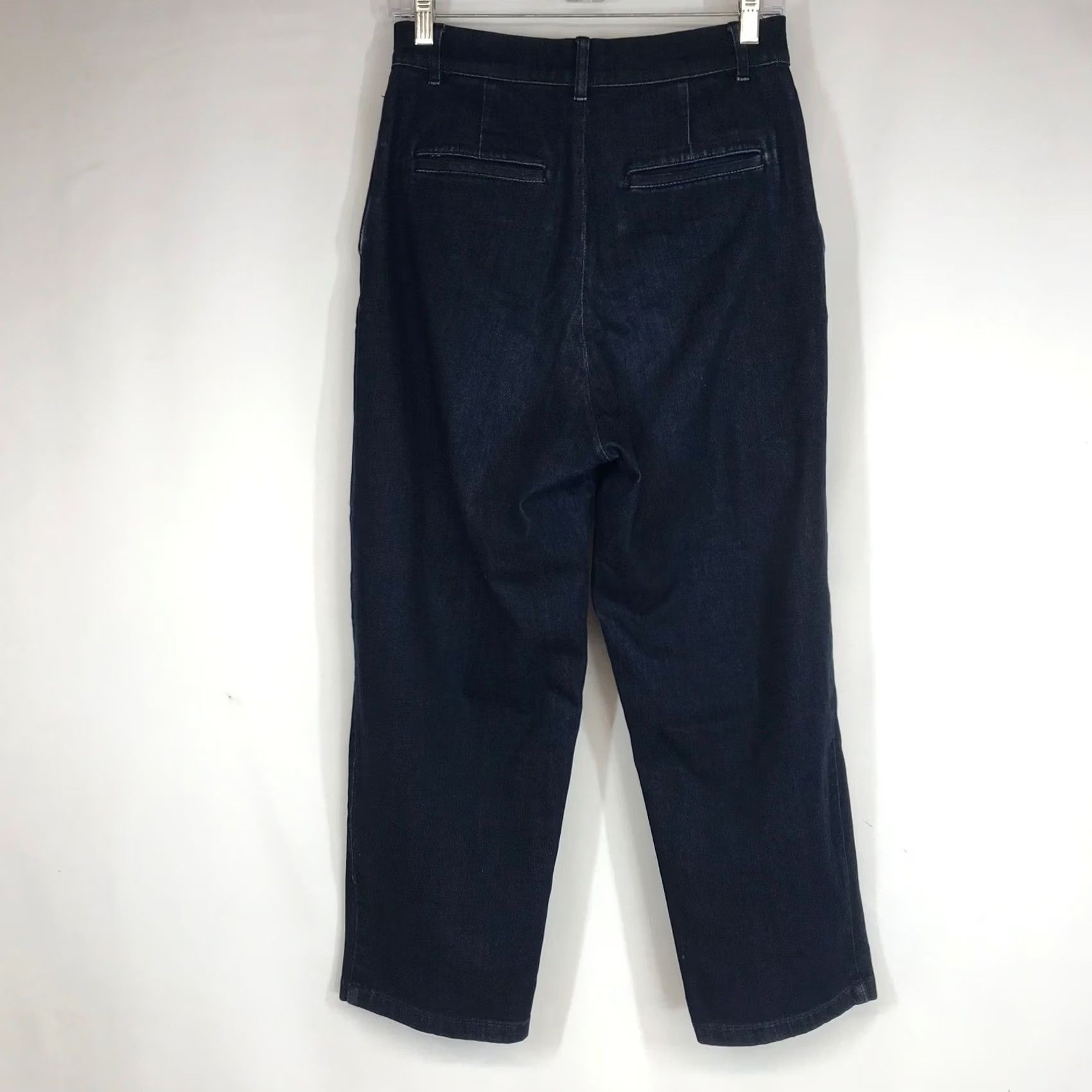 Muji MUJI Dark Wash Pleated Denim Trousers High Rise Straight Leg Indigo Pants Small Size 28" / US 6 / IT 42 - 4 Thumbnail