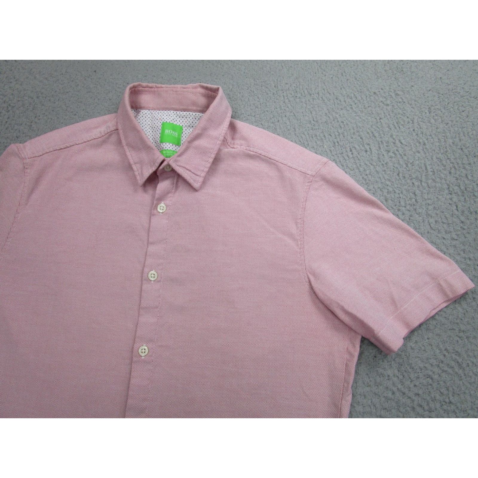 Hugo Boss Hugo Boss Shirt Check Short Sleeve Pink Medium Regular Fit Stretch Button-Up Mens Size US M / EU 48-50 / 2 - 2 Thumbnail
