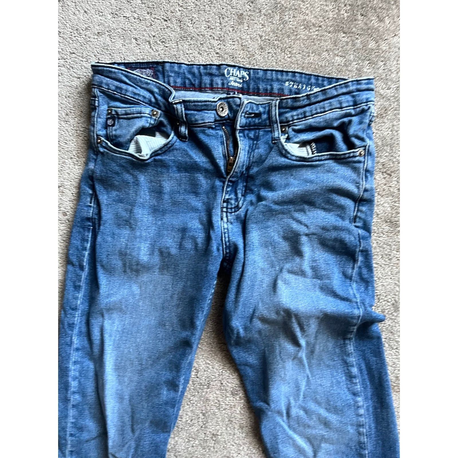 Chaps Chaps Jeans Mens 32x32 Blue Denim Straight Fit Regular 5-Pocket Zipper Button Cotton Cotton Stretch Preppy 90s Vintage Not N/A Size US 32 / EU 48 - 4 Thumbnail