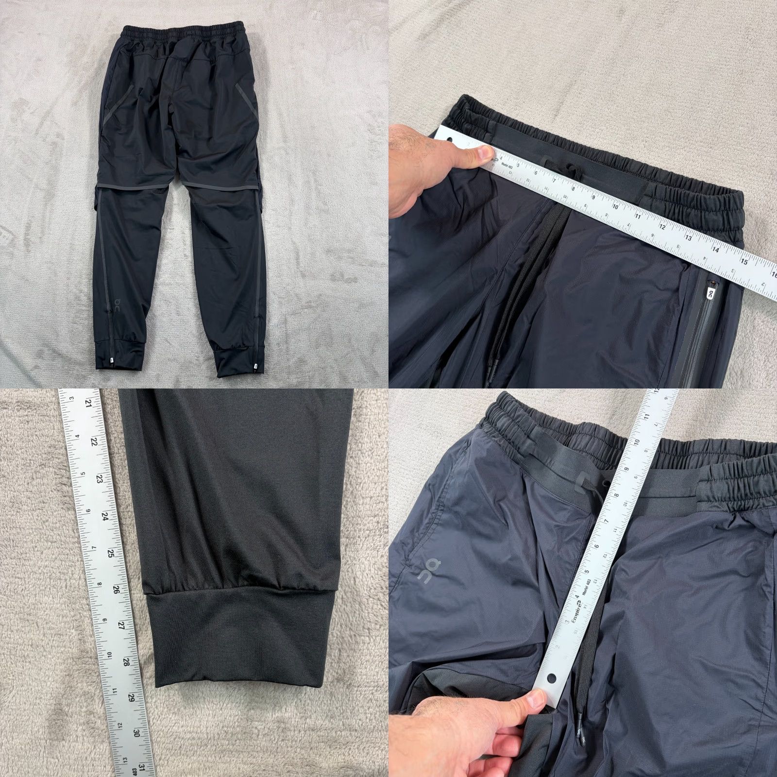 Vintage On Cloud Jogger Pants Black Women M Athletic Tapered Zip Pockets Reflective Windproof Wind Resistant Easy Care Size 32" / US 10 / IT 46 - 8 Thumbnail