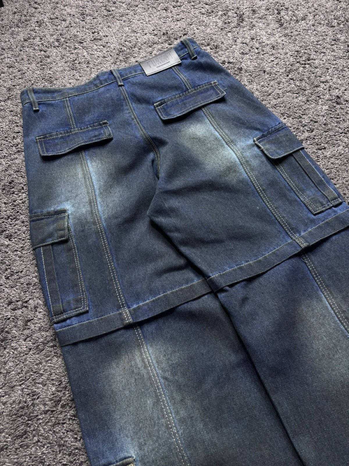 Vintage Vintage wide leg rare night blue baggy flared cargo jeans Size US 33 - 17 Thumbnail
