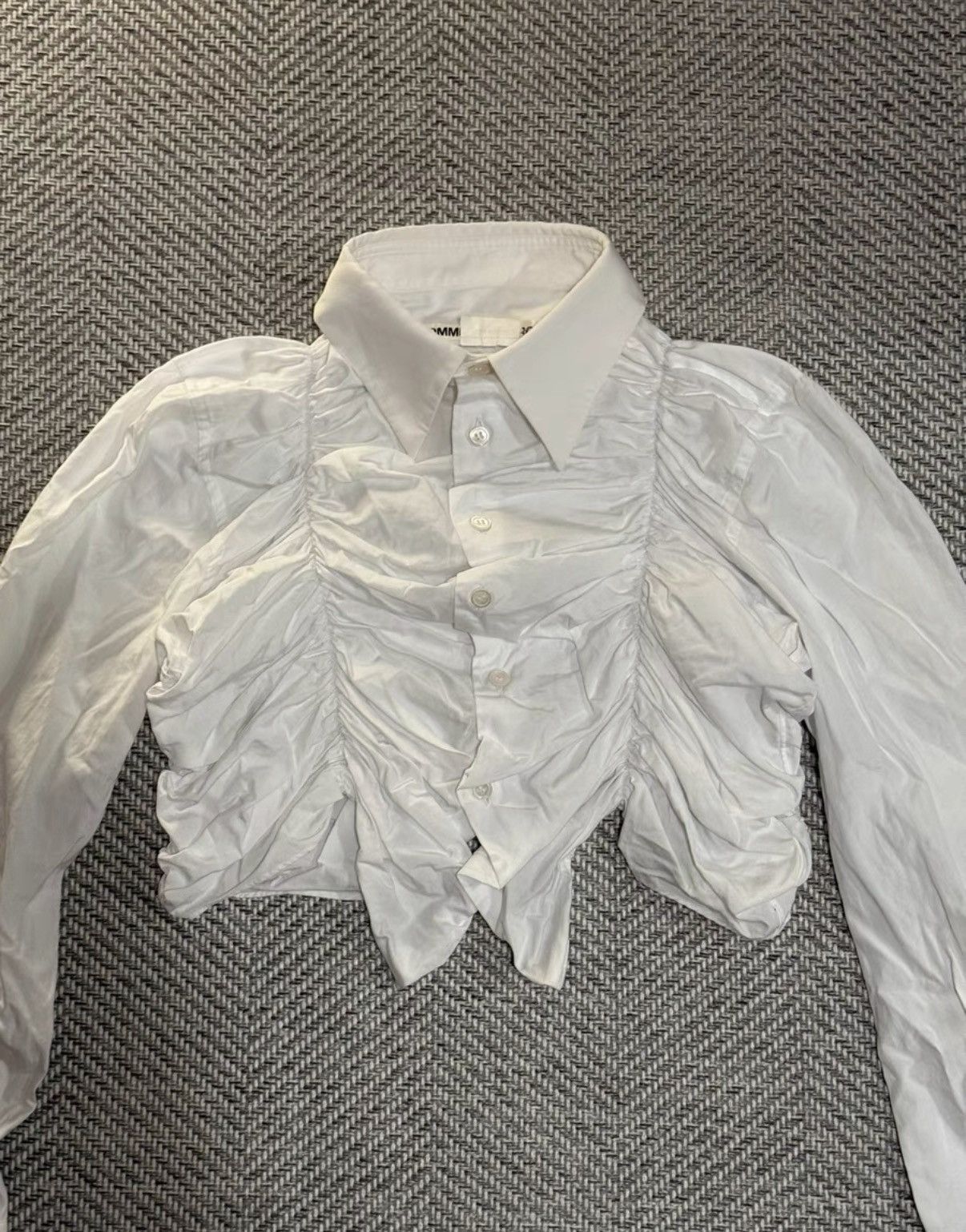 Comme des Garcons COMME des GARCONS White Draped Ruched Crop Top K24 Size XS / US 0-2 / IT 36-38 - 2 Thumbnail