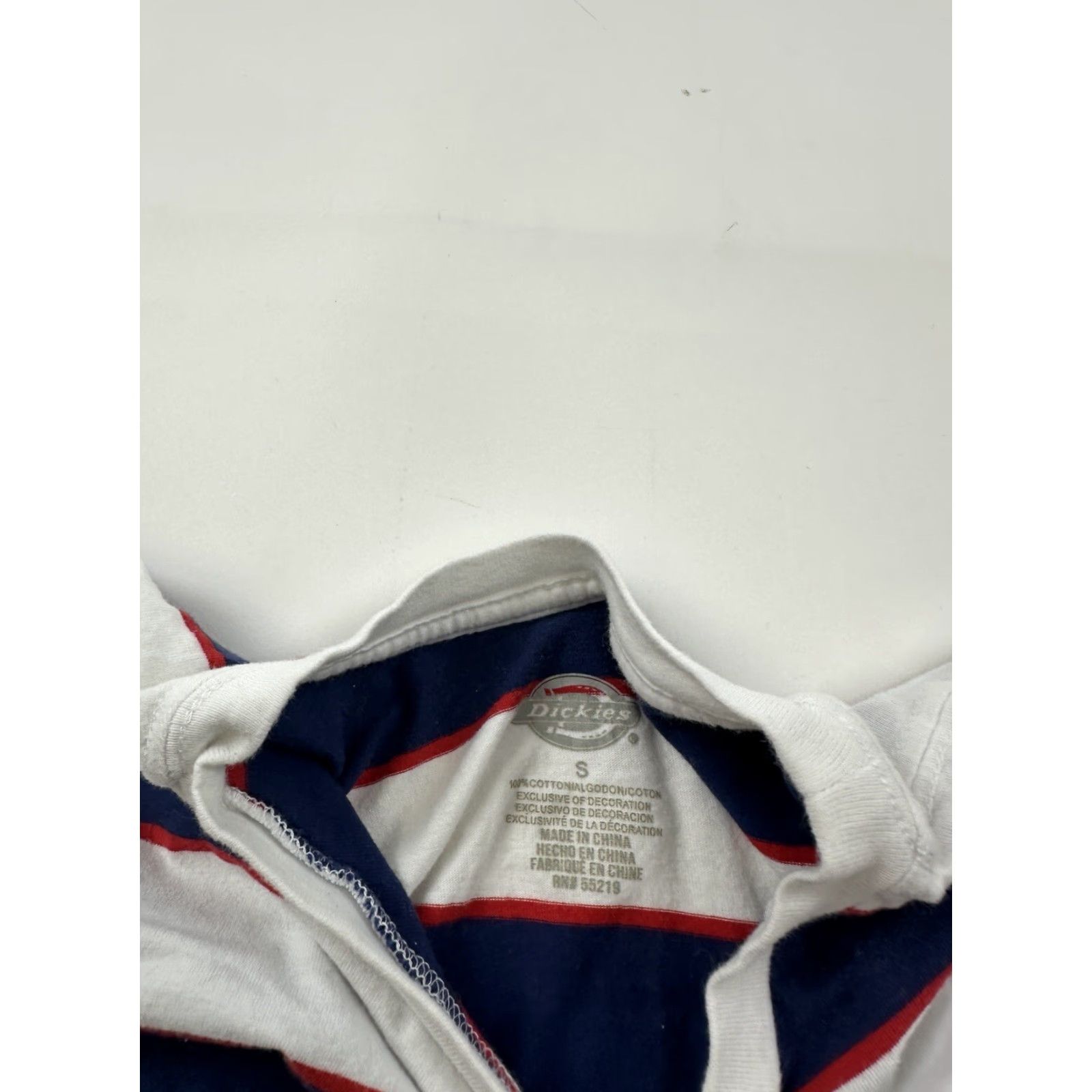 Dickies Dickies Shirt Womens Small White Blue Striped Short Sleeve Crew Neck Pullover Size S / US 4 / IT 40 - 4 Thumbnail