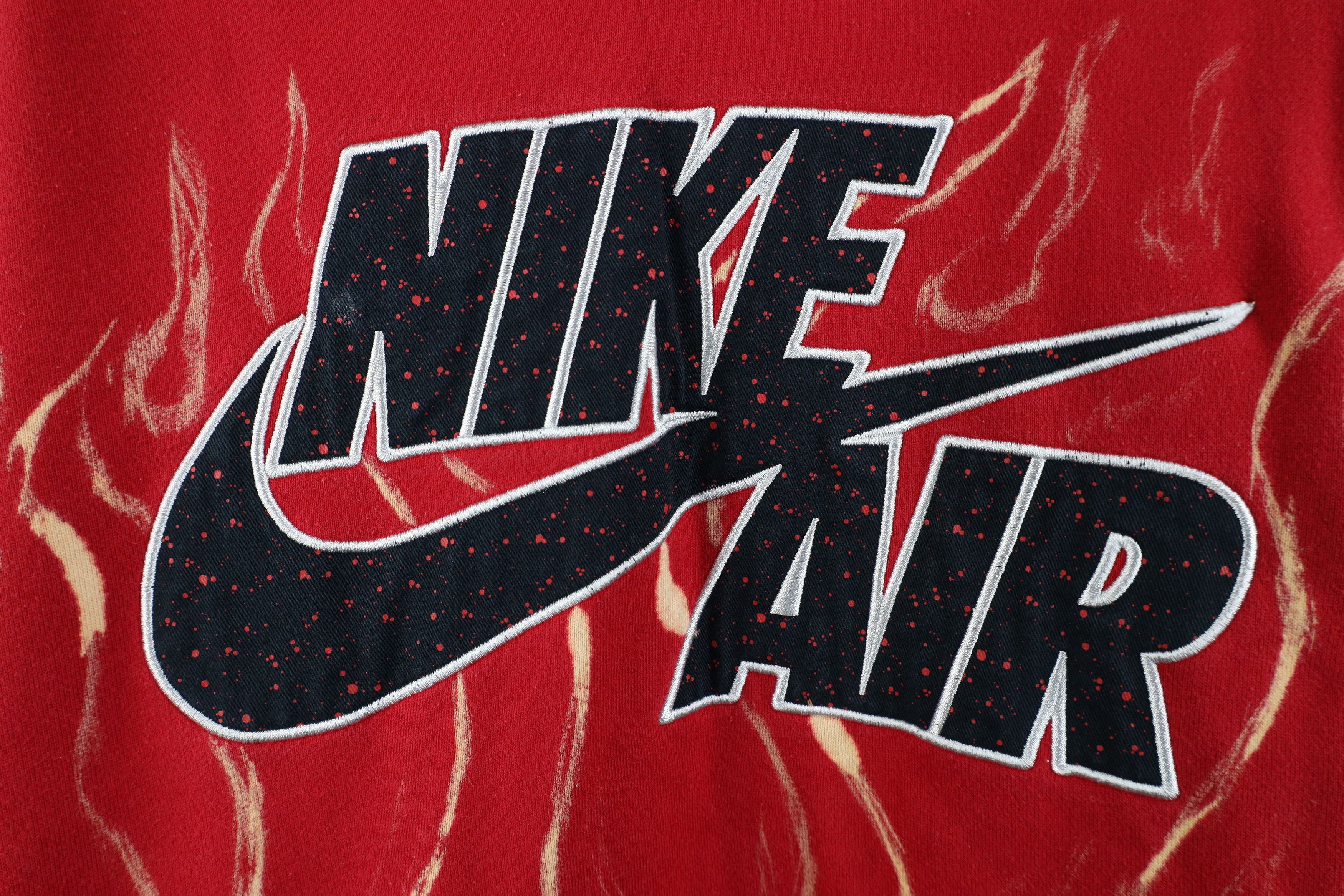 Nike Vintage Nike Air Big Swoosh Fire Flames Hoodie Sweatshirt Size US M / EU 48-50 / 2 - 4 Thumbnail