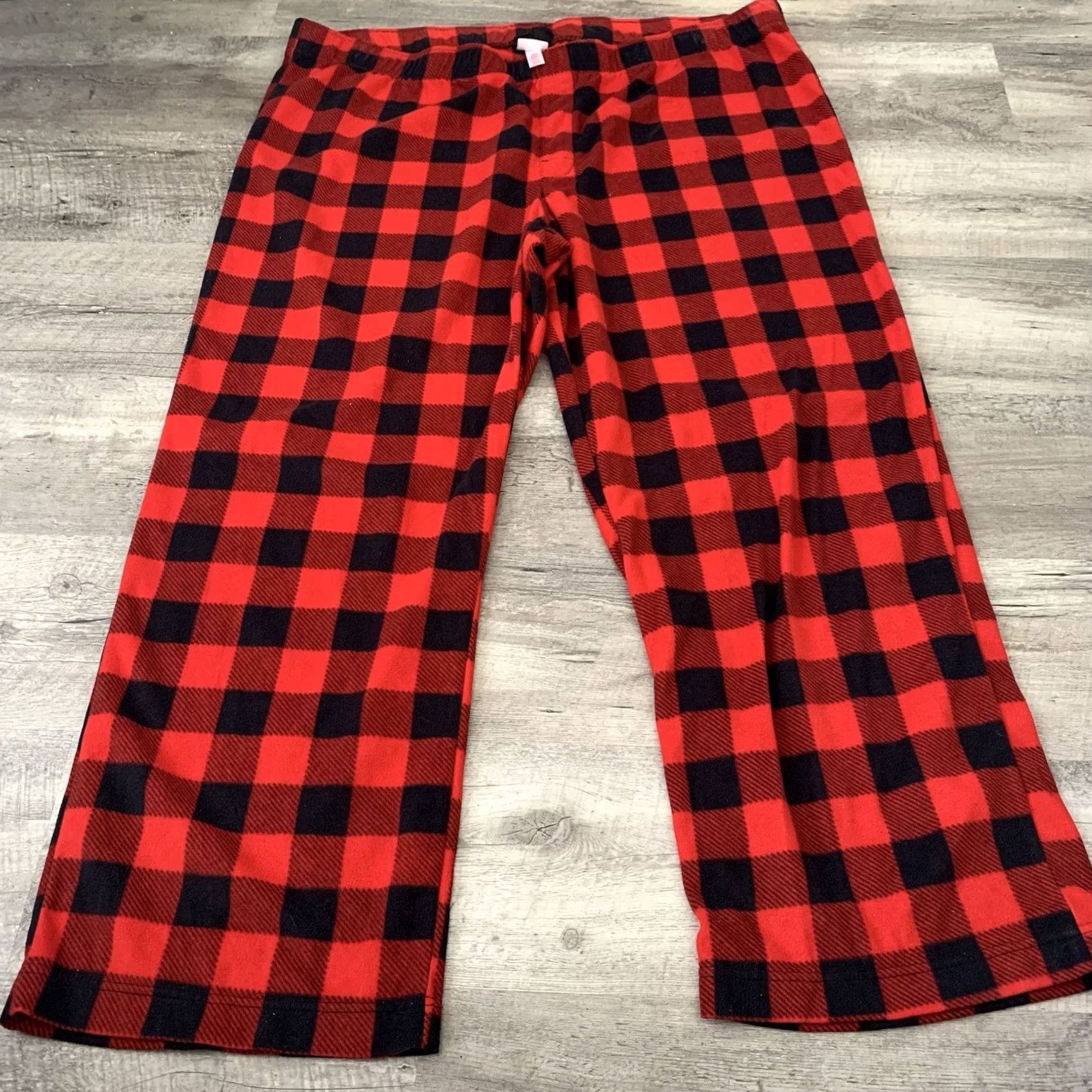 Vintage WONDERSHOP Fleece Pants Mens 3XL Red Black Buffalo Plaid Pajama Pants Lounge Sleepwear Winter Holiday Classic Elastic Waist Machine Washable Size US 39 - 3 Thumbnail