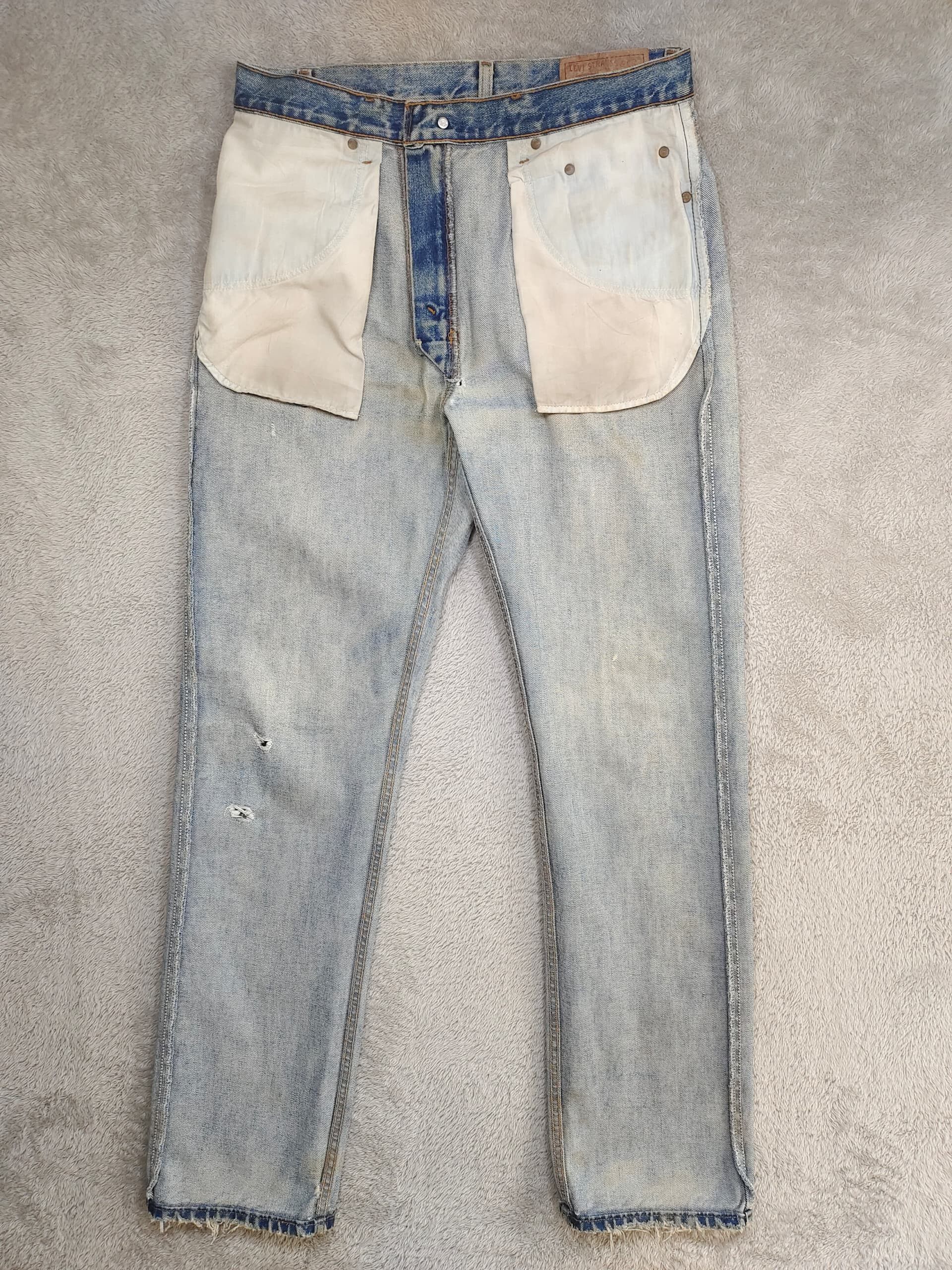 Levi's Levi’s 505 Light Wash Distressed Jeans Red Tab Straight Leg Size US 33 - 14 Thumbnail