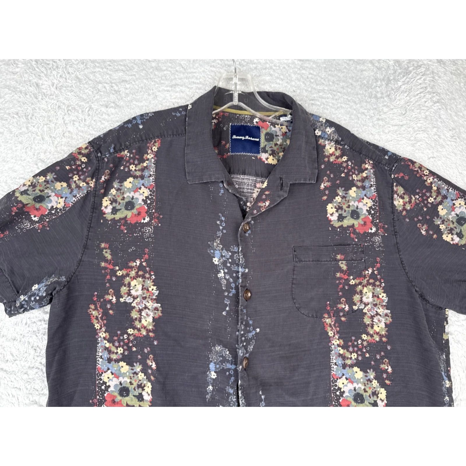 Tommy Bahama VINTAGE Tommy Bahama Shirt Men Extra Large Black Floral 100% Silk Hawaiian Button Up Size US XL / EU 56 / 4 - 4 Thumbnail