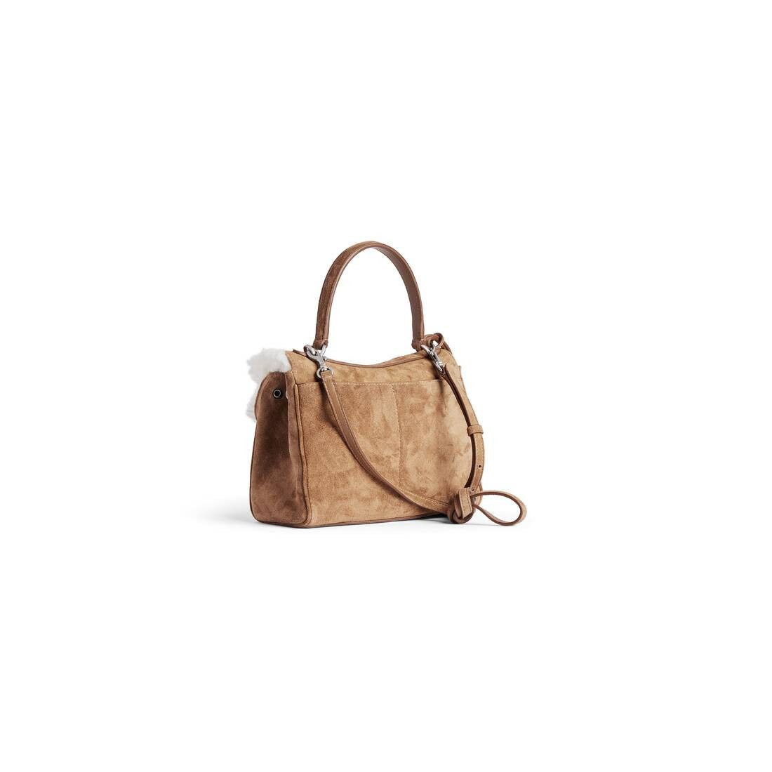 BALENCIAGA Rodeo Mini $3090 Noce/White Suede Top Handle Bag