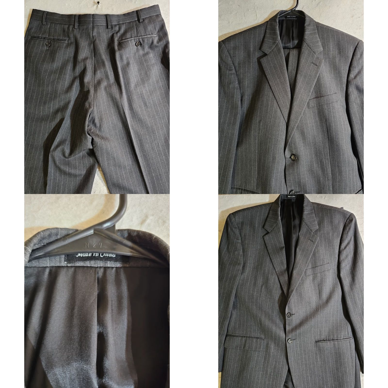 Chaps VINTAGE CHAPS By RALPH LAUREN 100% Wool Grey Pin Striped Suit Mens 42 Long 34x32 Pants Size 42R - 10 Thumbnail