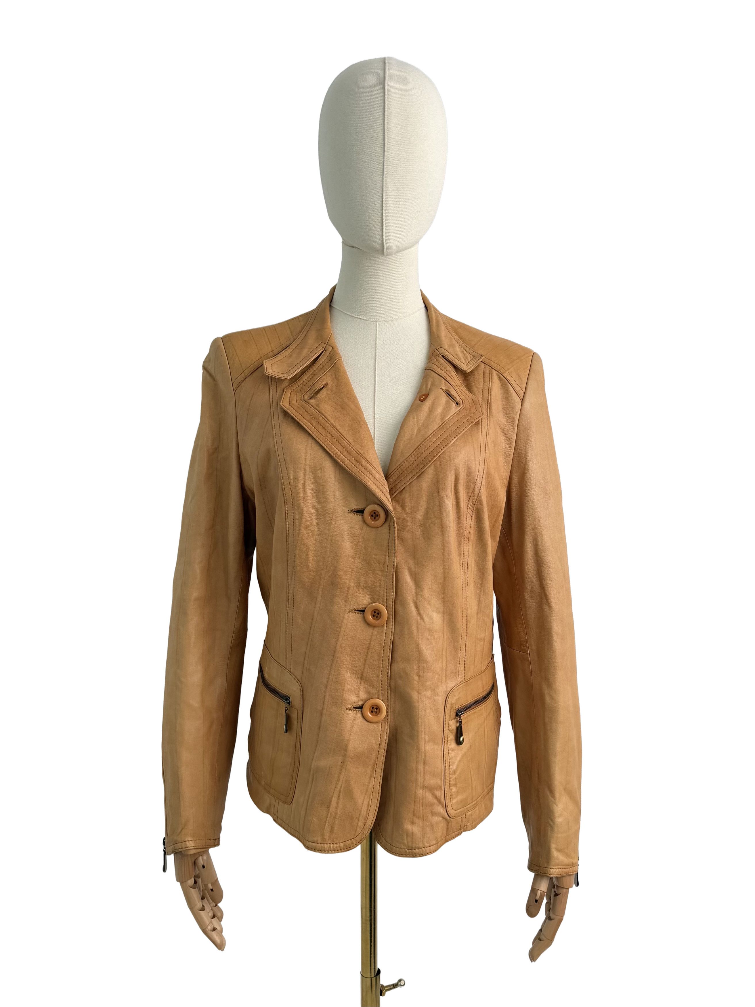 Vintage Vintage Leather Jacket Button Front Tailored Classic Size L / US 10 / IT 46 - 1 Thumbnail