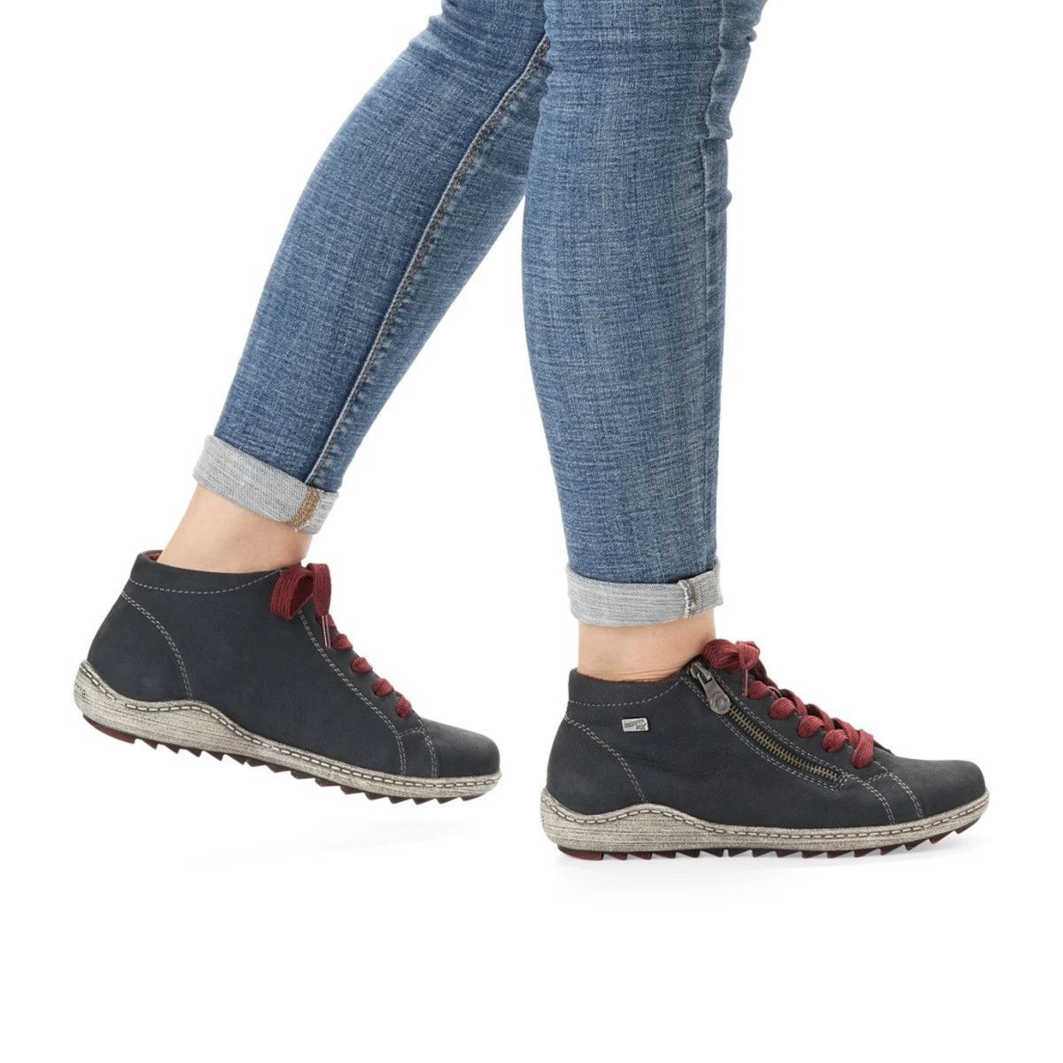 image of Remonte R1470-15 Lace Up Ankle Boots Nubuck Leather 38 Us 7 in Black, Women's