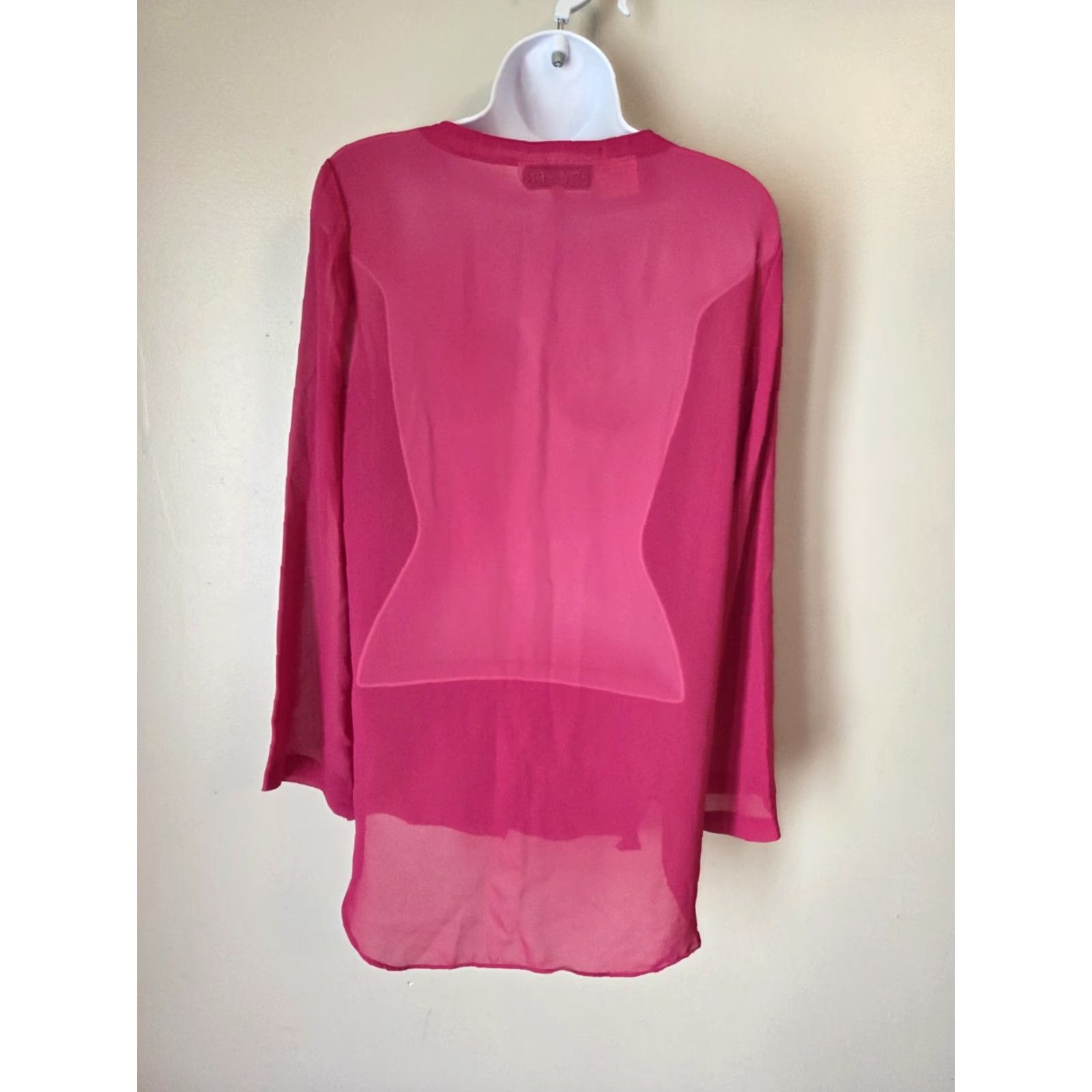 Vintage VINTAGE 80s Steven Barry Hot Pink Lightweight Sheer Button Front Top Shirt Tunic 9/10 Womens Size M / US 6-8 / IT 42-44 - 6 Thumbnail