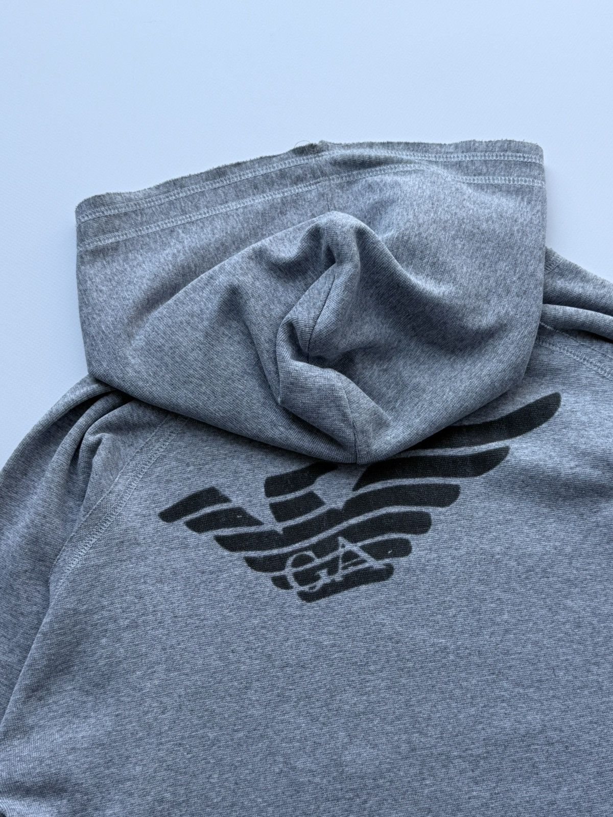 Emporio Armani 2000s Emporio Armani Distressed Hoodie Size US L / EU 52-54 / 3 - 3 Thumbnail