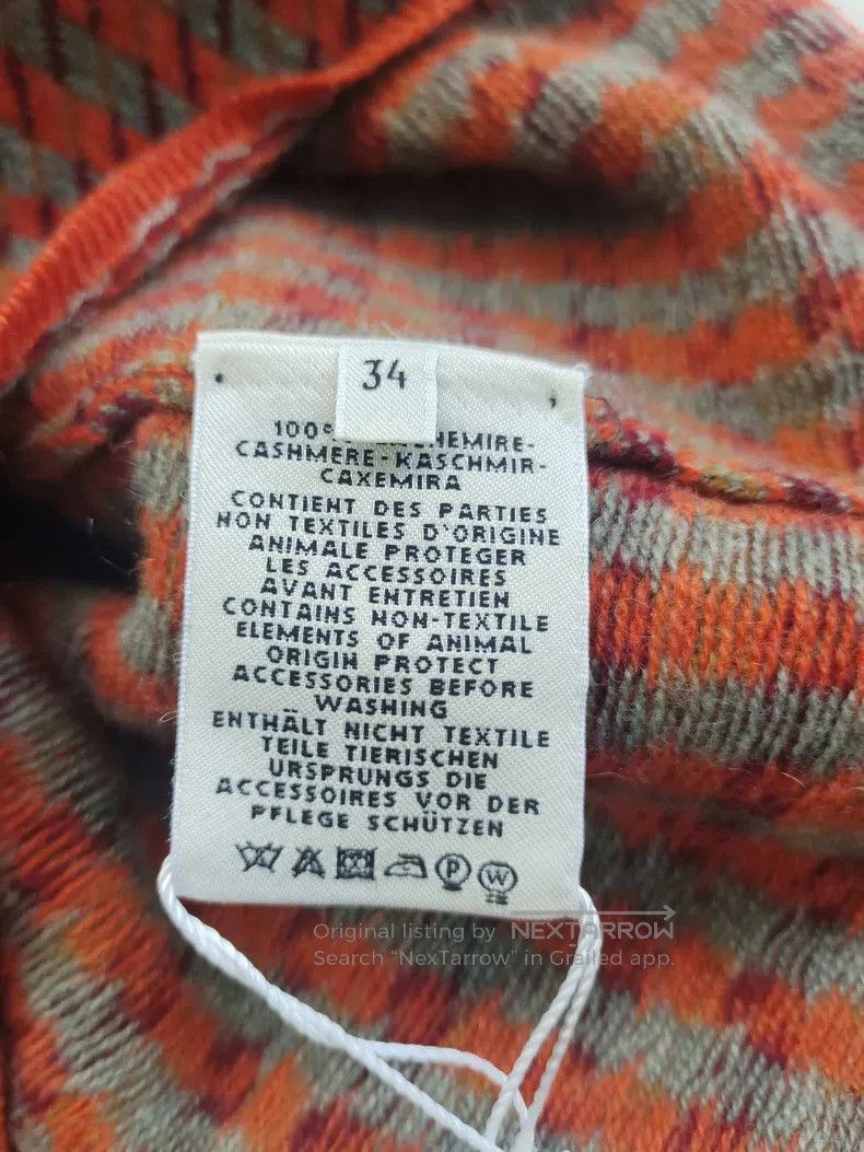 Hermes Hermes Orange Cashmere Houndstooth Scarf Sweater Size XXS / US 00 / IT 34 - 5 Thumbnail