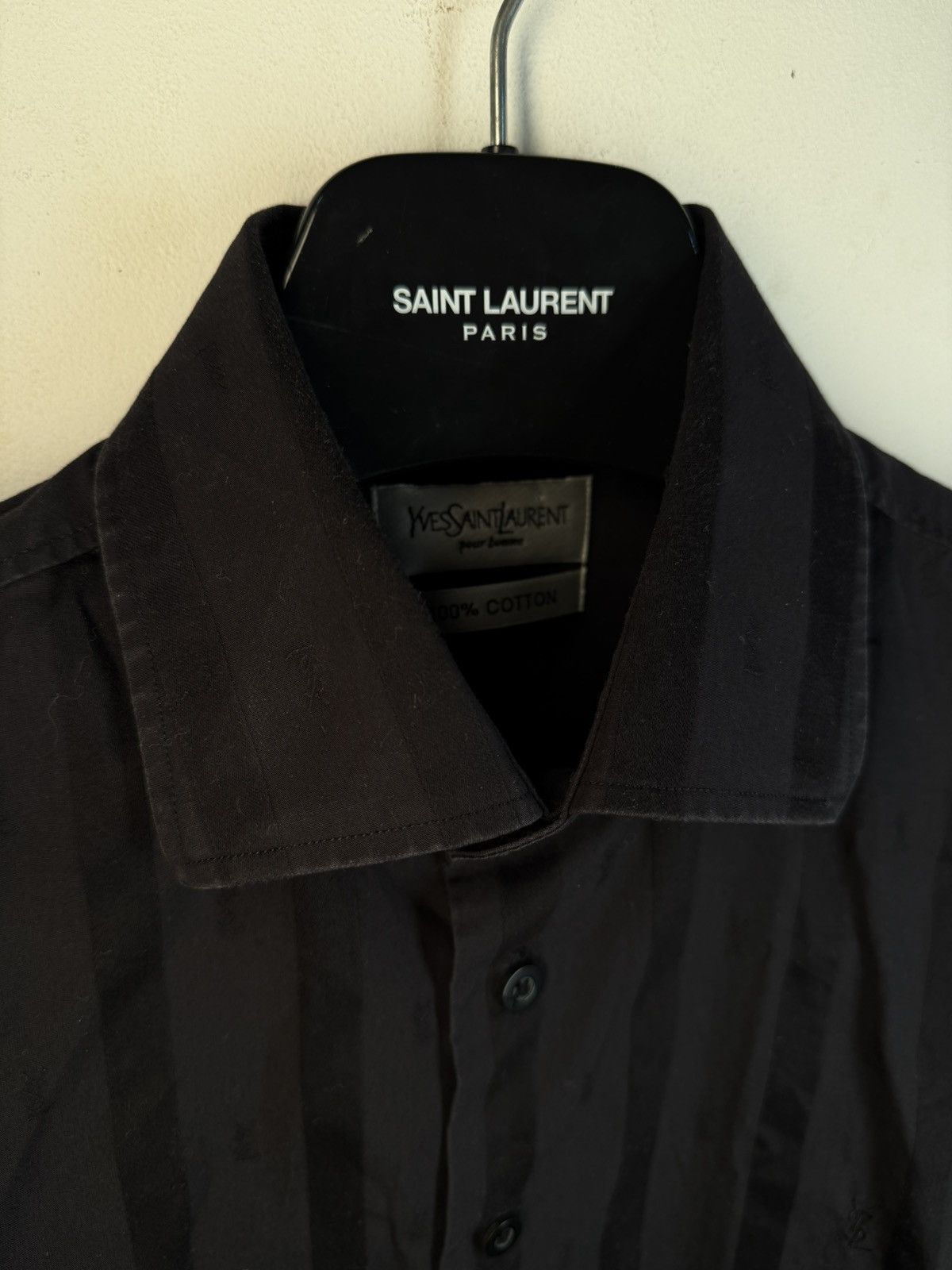 Yves Saint Laurent Monogram YSL Shirt Black Longsleeve Button Up Dress Collar Size US M / EU 48-50 / 2 - 13 Thumbnail