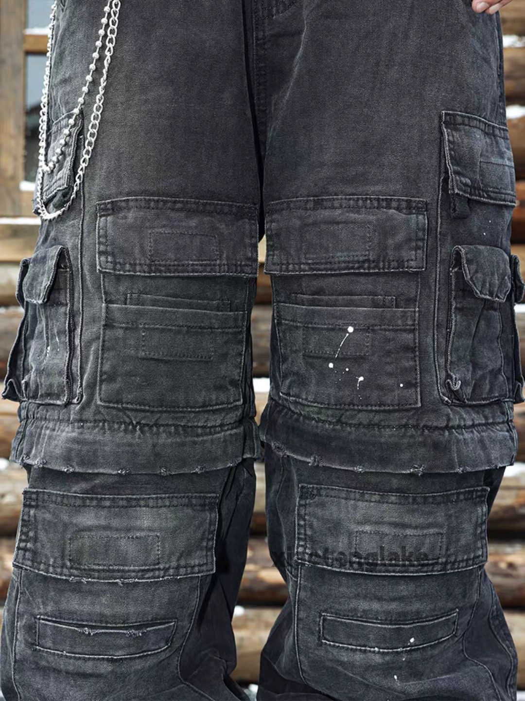 Jean Custom washed faded loose baggy skate hiphop cargo jeans Size US 30 / EU 46 - 9 Thumbnail