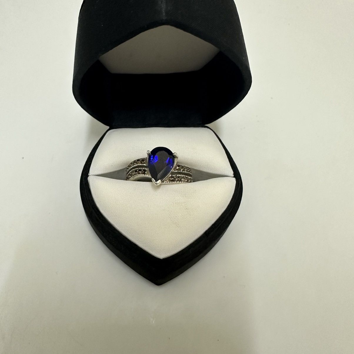 Other 925 Silver Ring with Blue Teardrop Gemstone Size 8 Size ONE SIZE - 3 Thumbnail