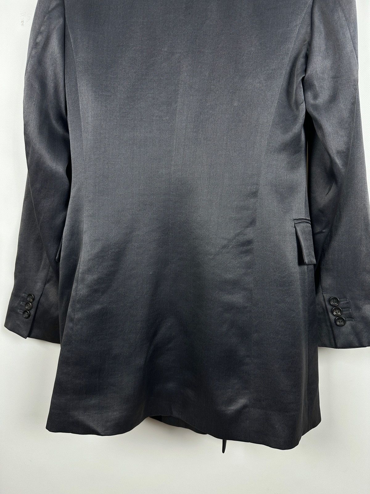 Jil Sander 90-00s Vintage Jil Sander Gray Silk Double Breasted Blazer Size XS / US 0-2 / IT 36-38 - 19 Thumbnail