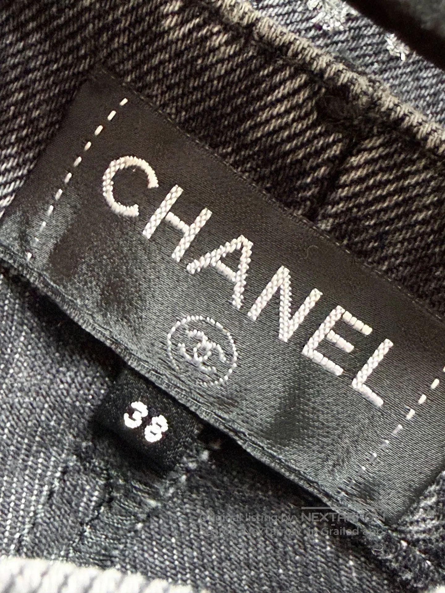 Chanel Chanel 21K Silver Double C Logo Denim Jeans. Size 37" - 5 Thumbnail