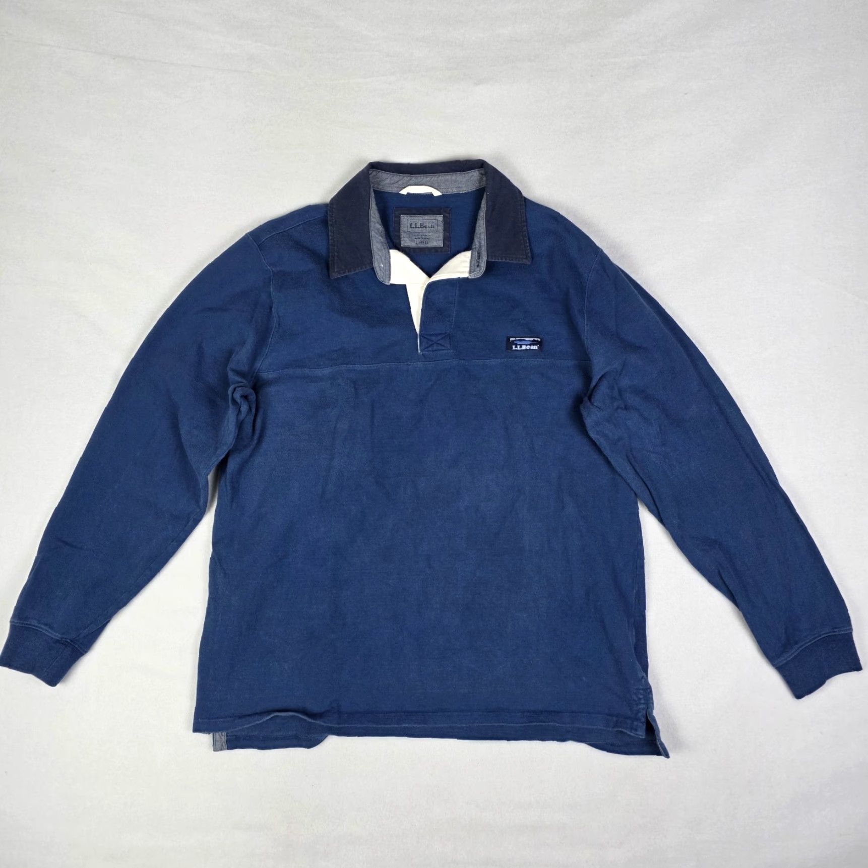 Vintage LL Bean Rugby Polo Shirt Mens Large Blue Long Sleeve Cotton Preppy Ivy Causal Size US L / EU 52-54 / 3 - 2 Thumbnail