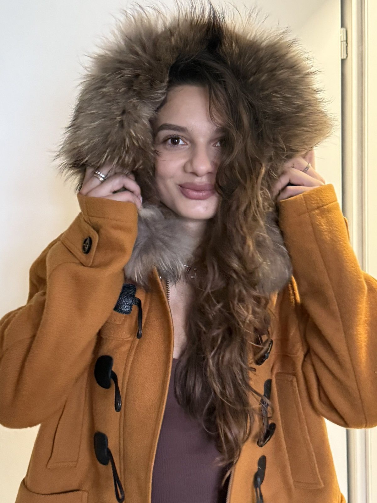 Burberry Coat Jacket Wool100% Burberry Brit with fur of raccoon Size L / US 10 / IT 46 - 15 Thumbnail