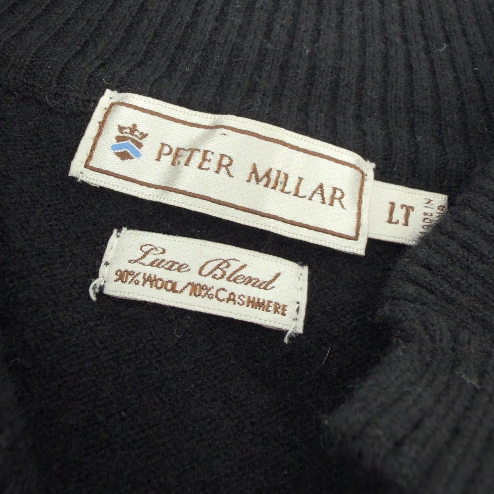 Peter Millar VINTAGE Peter Millar Luxe Blend Mens LT Black Wool Cashmere Mock Neck Button Sweater Size US L / EU 52-54 / 3 - 4 Thumbnail