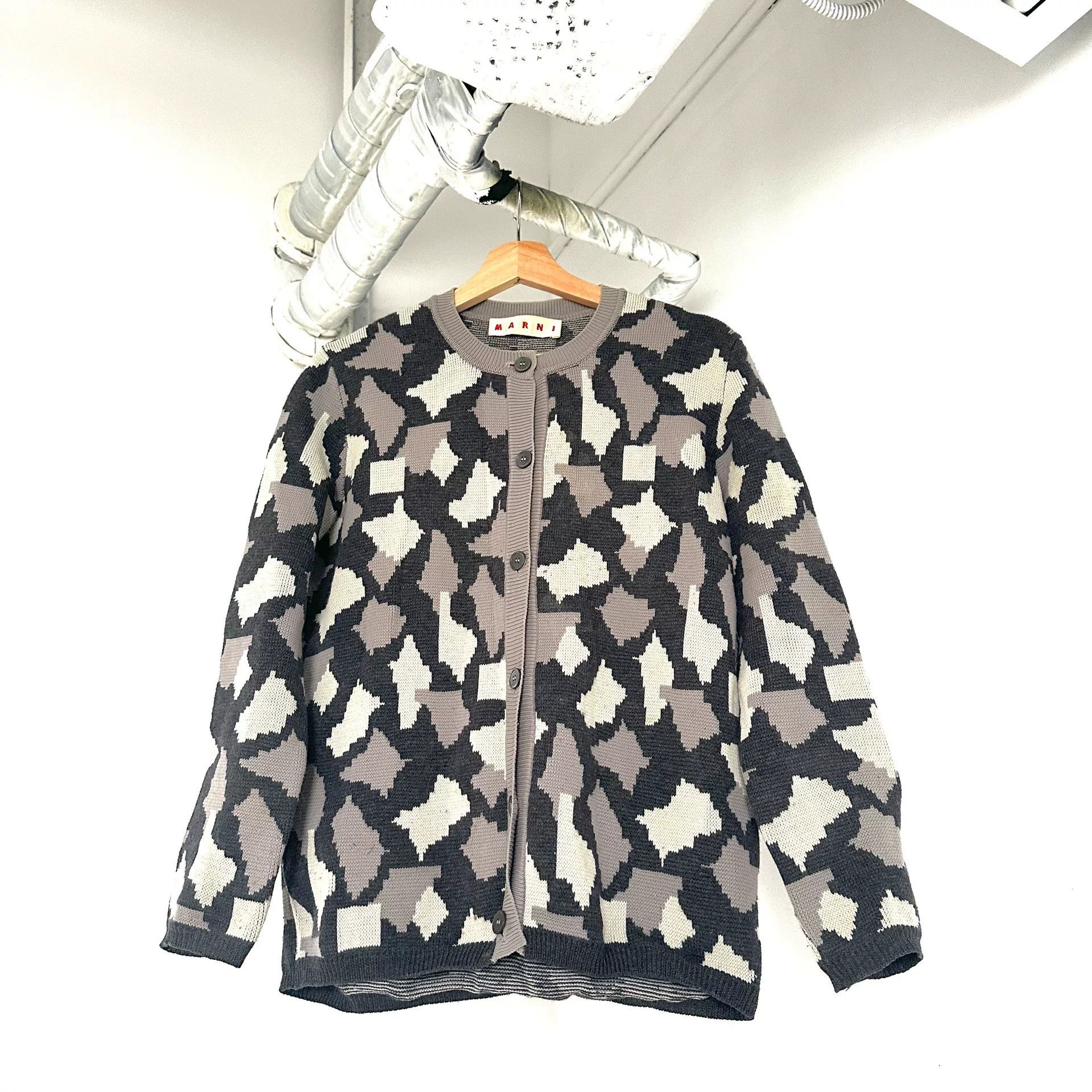 Marni Marni Houndstooth Camouflage Knit Cardigan Size M / US 6-8 / IT 42-44 - 1 Thumbnail