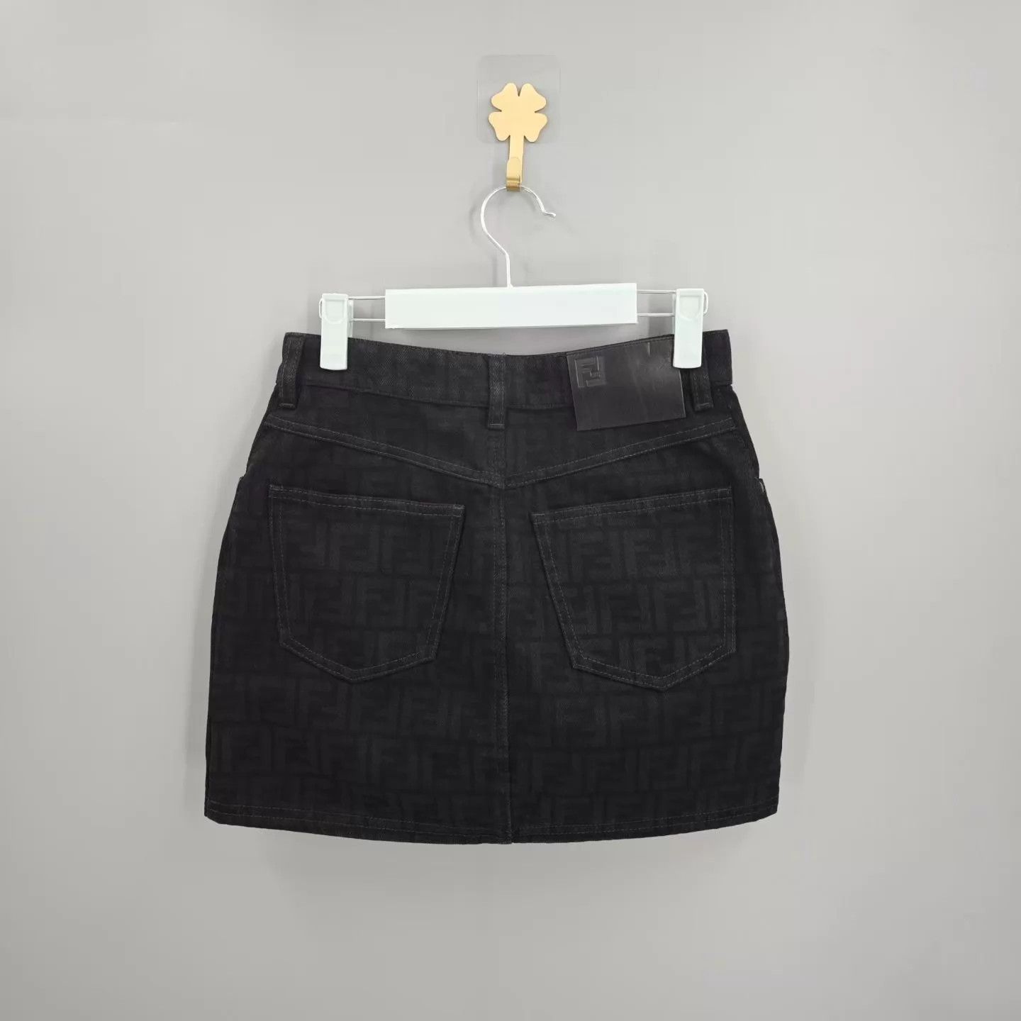Fendi Fendi Black All-Over Logo Denim Skirt Size 38 Size 26" / US 2 / IT 38 - 2 Thumbnail
