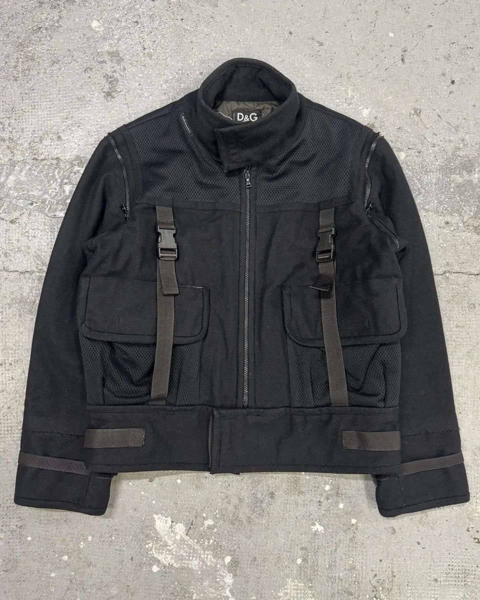 Dolce & Gabbana AW2004 Dolce & Gabbana Navy Strap Bondage Bomber Jacket with Detachable Sleeves Size US M / EU 48-50 / 2 - 4 Thumbnail