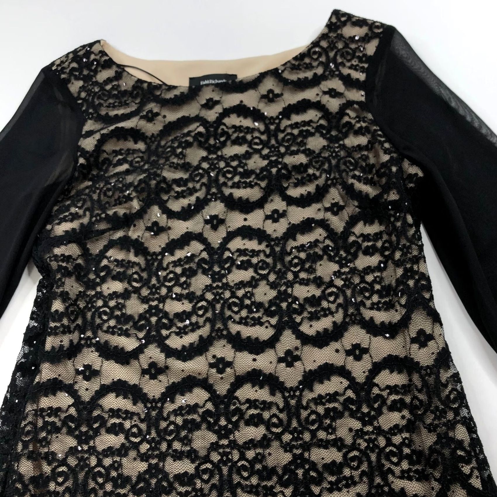 Vintage R&M Richards Dress Women's Above Knee Lace Lined Black MINT 12 Sleeveless Boat Neck A-Line Short Vintage: No Size XL / US 12-14 / IT 48-50 - 2 Thumbnail