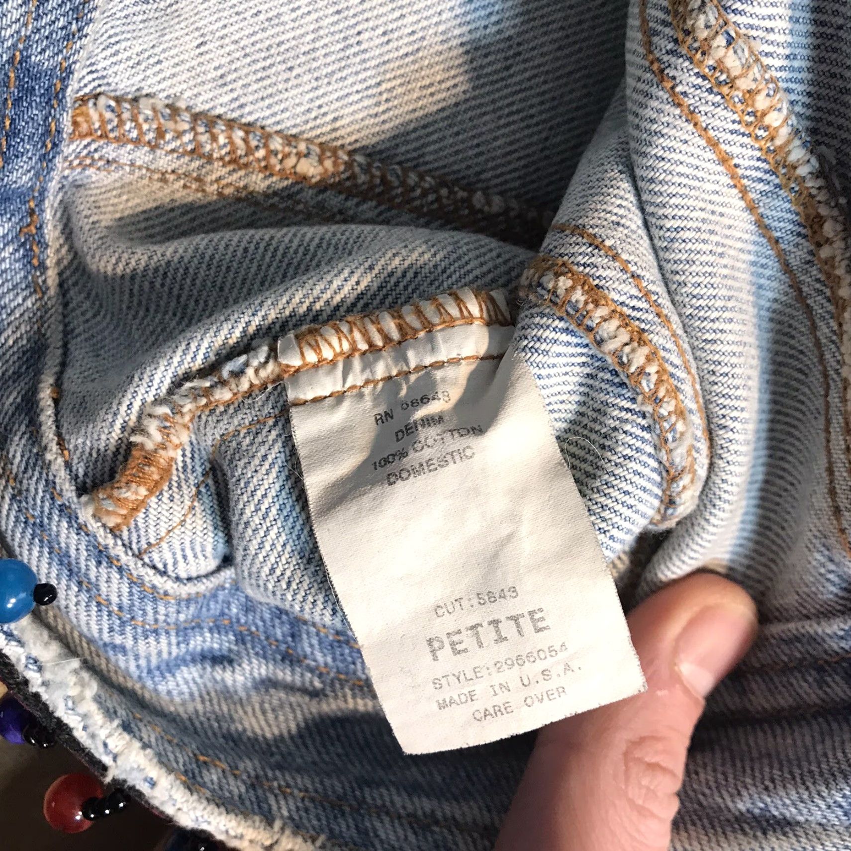 Vintage VINTAGE ABS by Allen Schwartz Beaded Denim Jacket Womens Petite PP Blue Denim Beaded USA Designer Jacket Girls Womens Size XXS / US 00 / IT 34 - 5 Thumbnail