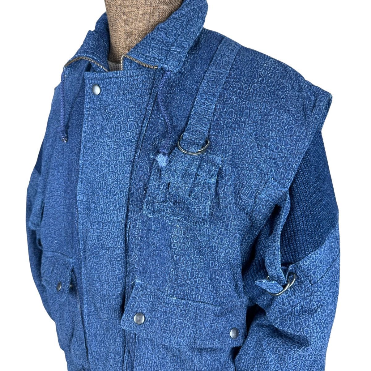 Issey Miyake 🌟VINTAGE 80s VISE DENIM BONDAGE BOMBER JACKET Size US M / EU 48-50 / 2 - 3 Thumbnail