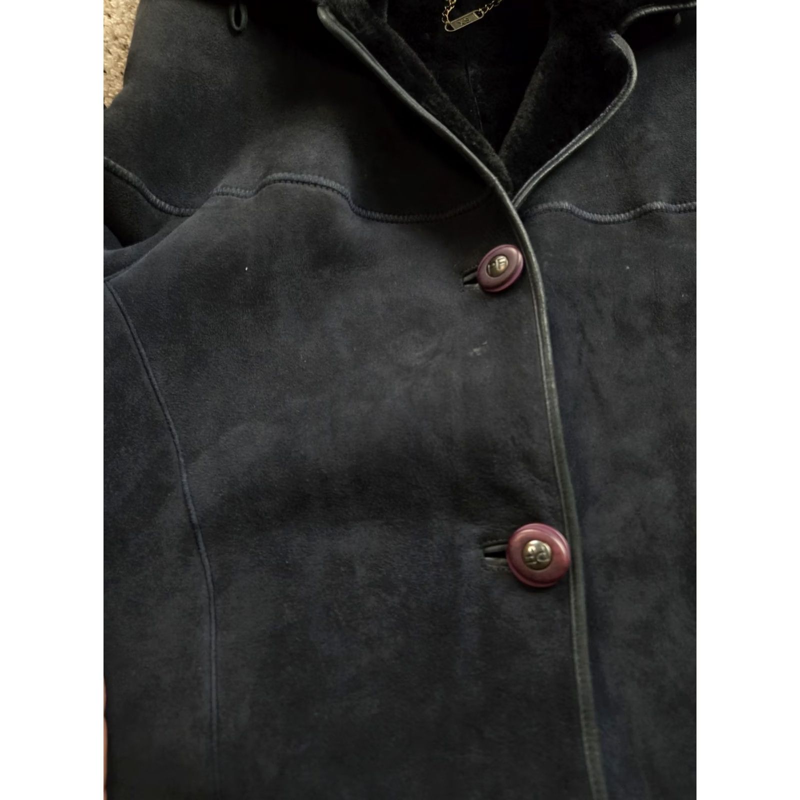 Vintage VINTAGE Paolo Framinco Shearling Car Coat XS Mens Blue Suede Hooded Heavyweight Coat Long Overcoat Wool Lining 90s Mens Size US XS / EU 42 / 0 - 7 Thumbnail