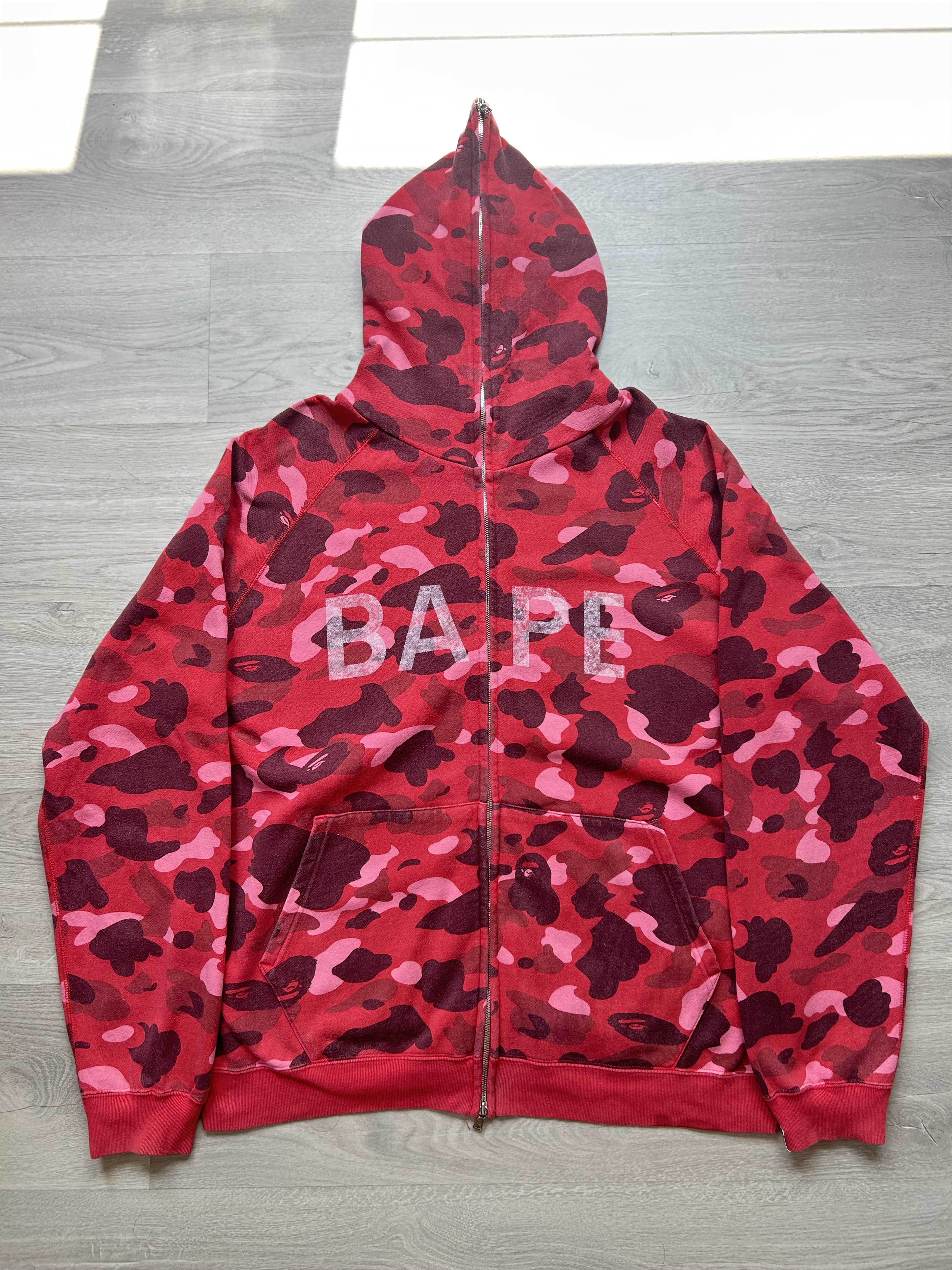Bape A BATHING APE 1ST RED CAMO SPELLOUT FULLZIP HOODIE [Size XL] Size US XL / EU 56 / 4 - 1 Thumbnail