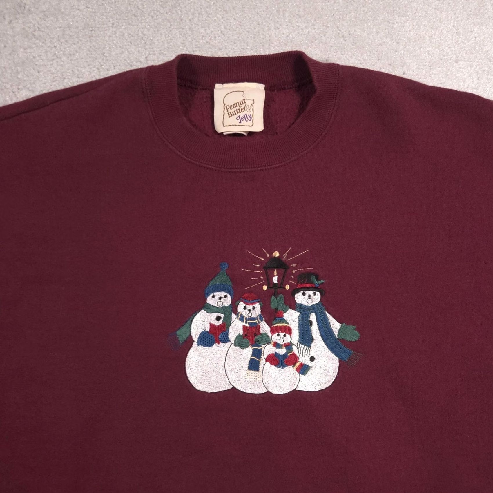 Peanuts VINTAGE Peanut Butter & Jelly Sweatshirt Mens XL Red Snowman Christmas 90s Size US XL / EU 56 / 4 - 3 Thumbnail