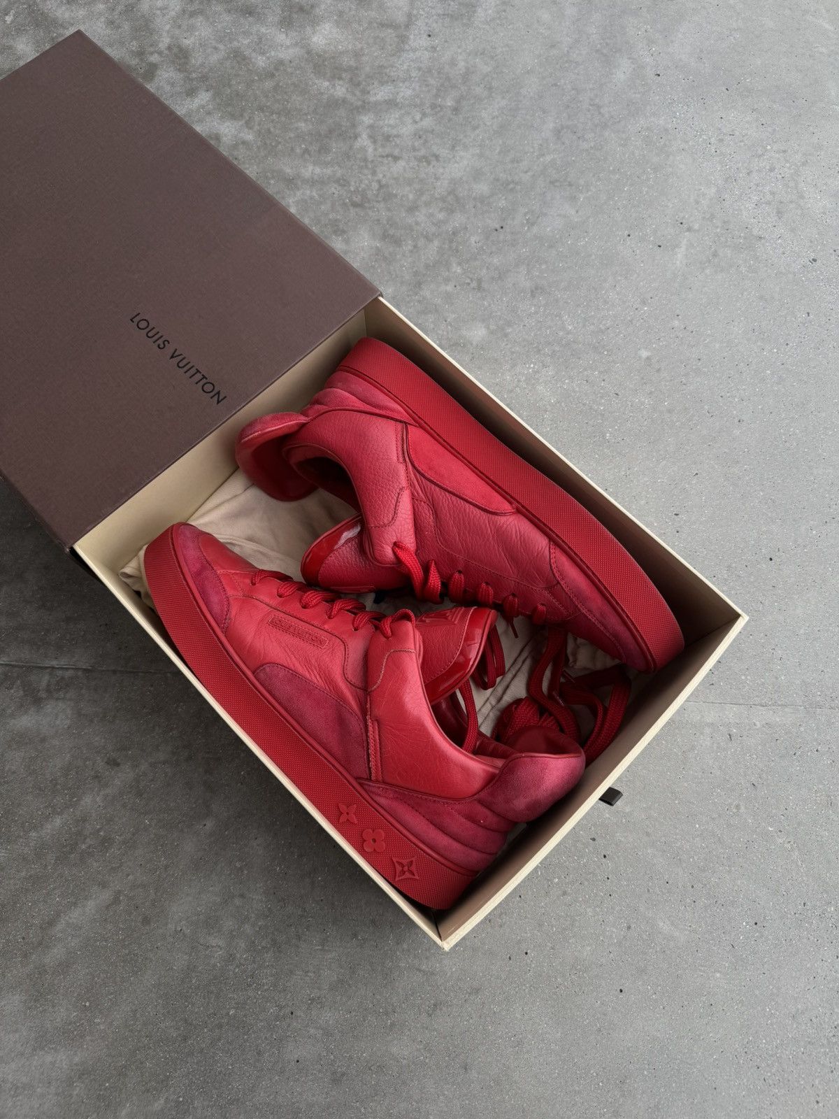 Louis Vuitton 🚀 RARE Louis Vuitton x Kanye West Don Sneakers Red Size US 10.5 / EU 43-44 - 3 Thumbnail