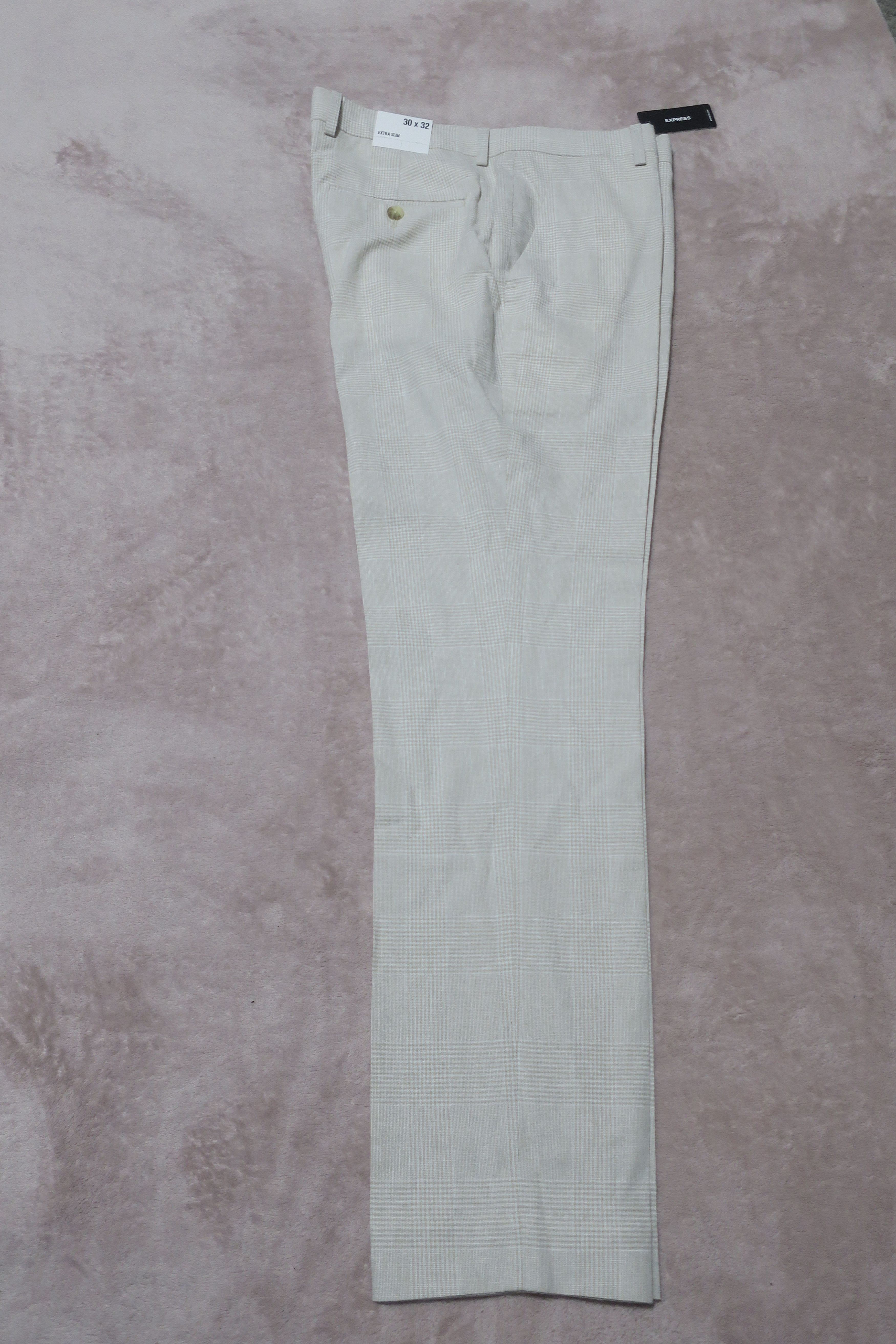 Express Beige Plaid Extra Slim Pants 30X32 (actual 32X28.75) Size US 30 / EU 46 - 1 Thumbnail