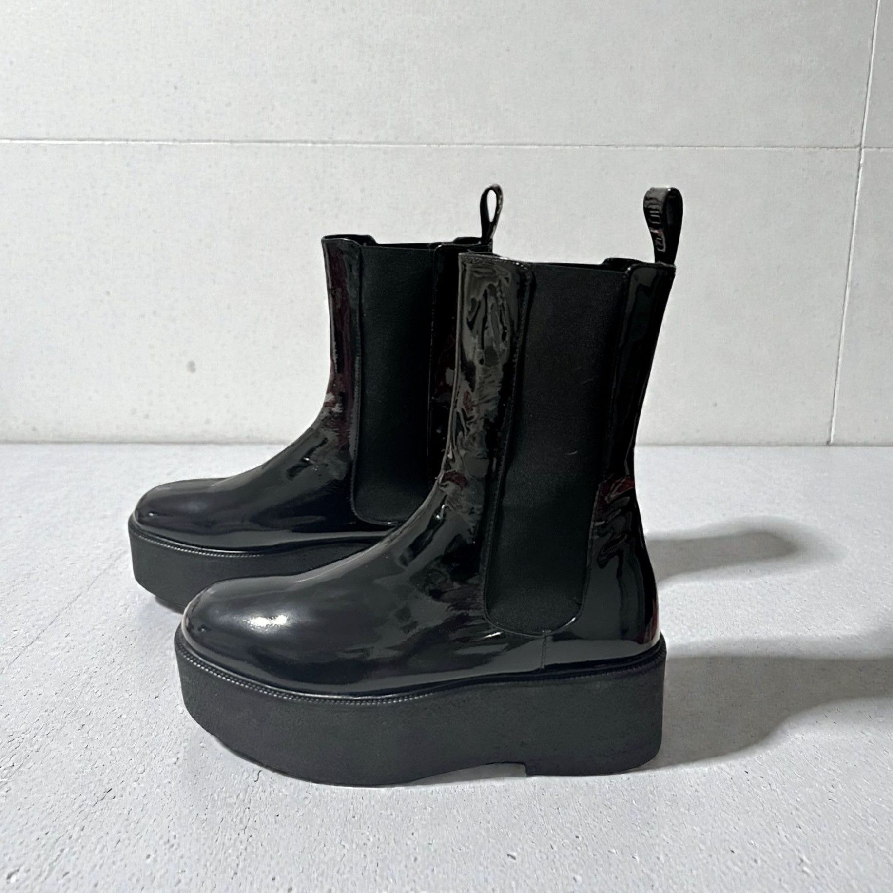 Staud Staud Palamino Black Patent Leather Platform Chelsea Boots, Size US 10 / IT 40 - 3 Thumbnail