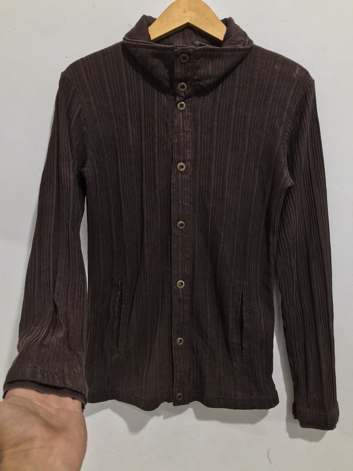 image of 14Th Addiction x Kmrii Finalbasic Studded Long Sleeve Rock in Brown, Men's (Size Medium)