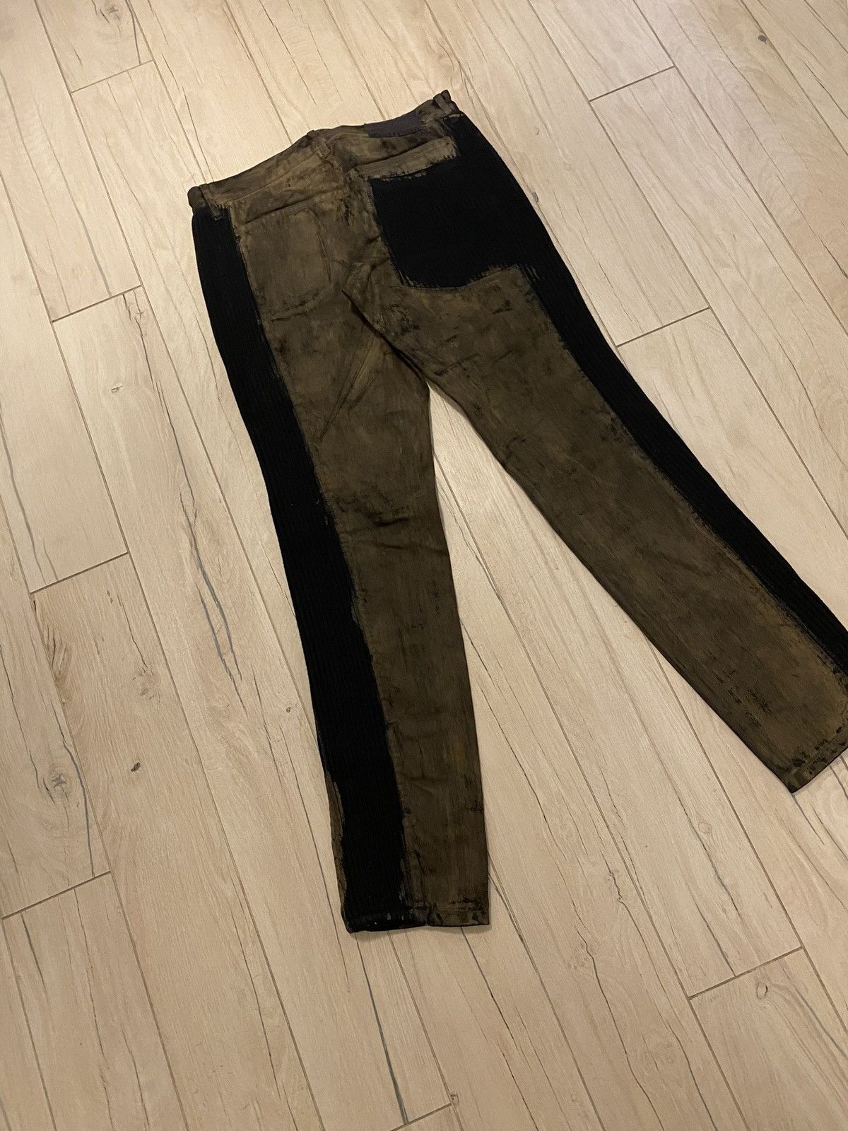 John Galliano DS! Galliano Handpainted Brown Denim Biker Pants Size US 34 / EU 50 - 9 Thumbnail