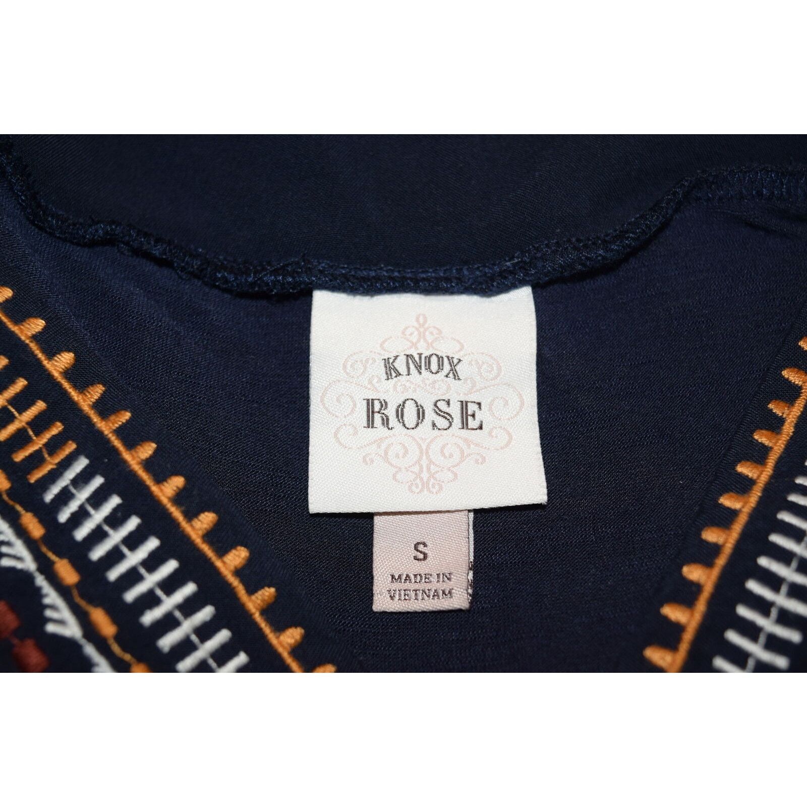 Vintage Knox Rose Navy Embroidered Princess Waist V-Neck Tunic SZ S Size S / US 4 / IT 40 - 5 Thumbnail