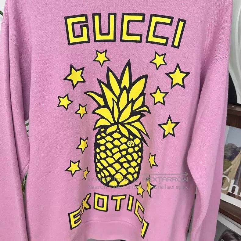 Gucci Gucci Pink pineapple big logo letter round-neck long-sleev Size M / US 6-8 / IT 42-44 - 3 Thumbnail