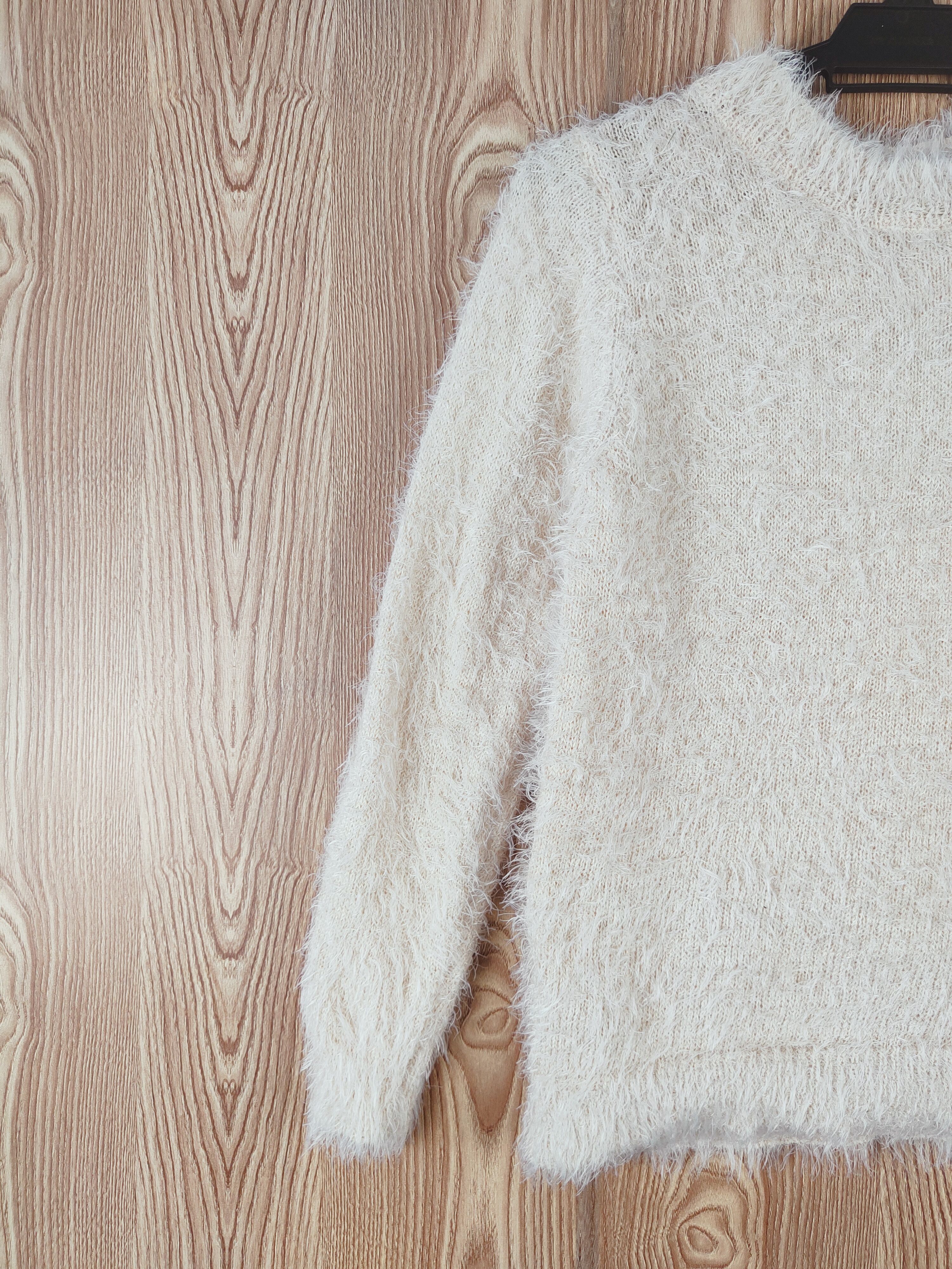 Japanese Brand E Hypen World Gallery Beige Fur Mohair Sweatshirts #W466 Size S / US 4 / IT 40 - 3 Thumbnail