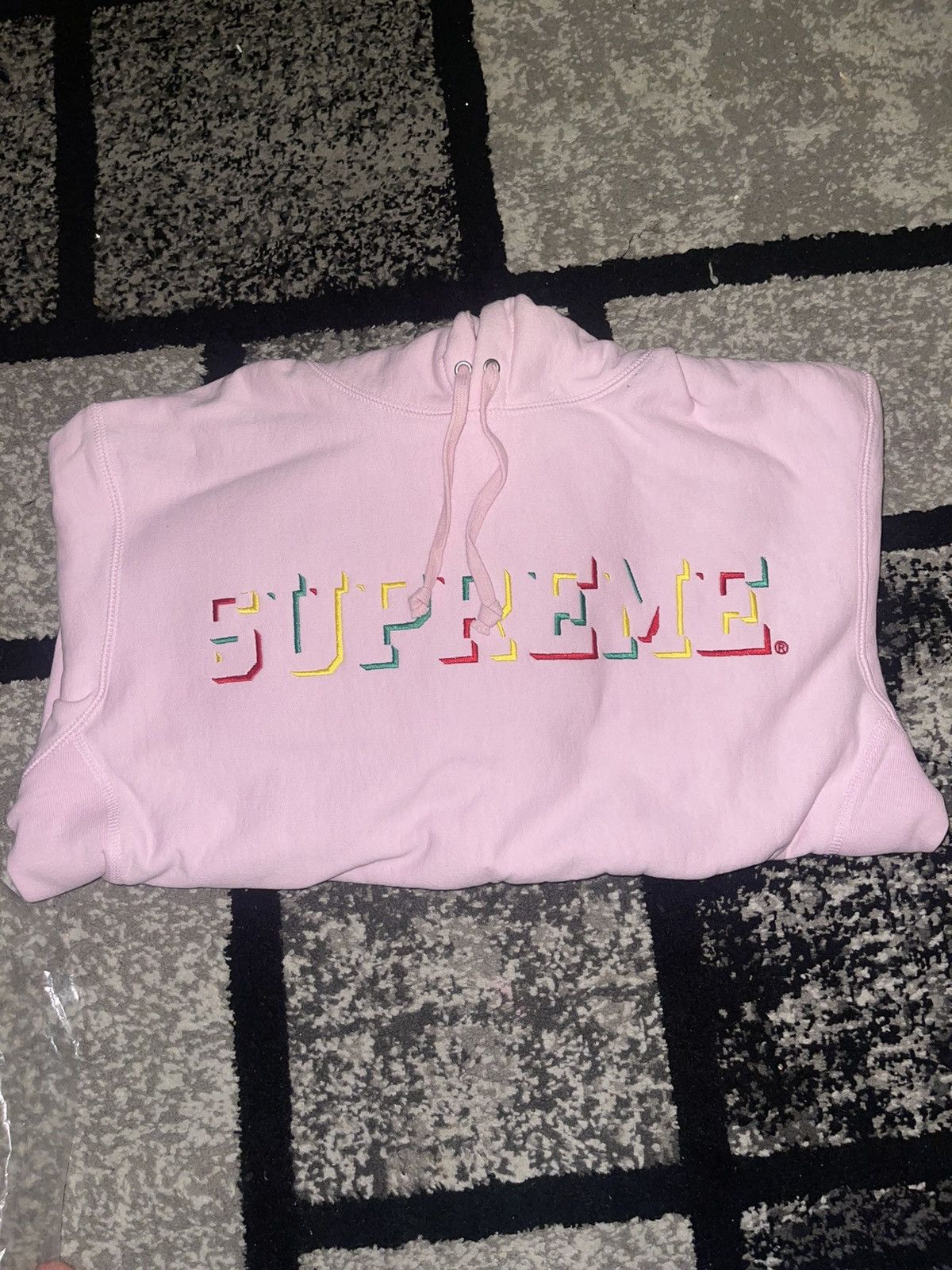 Supreme Drop Shadow Hooded Sweatshirt Light Pink S - Main Image